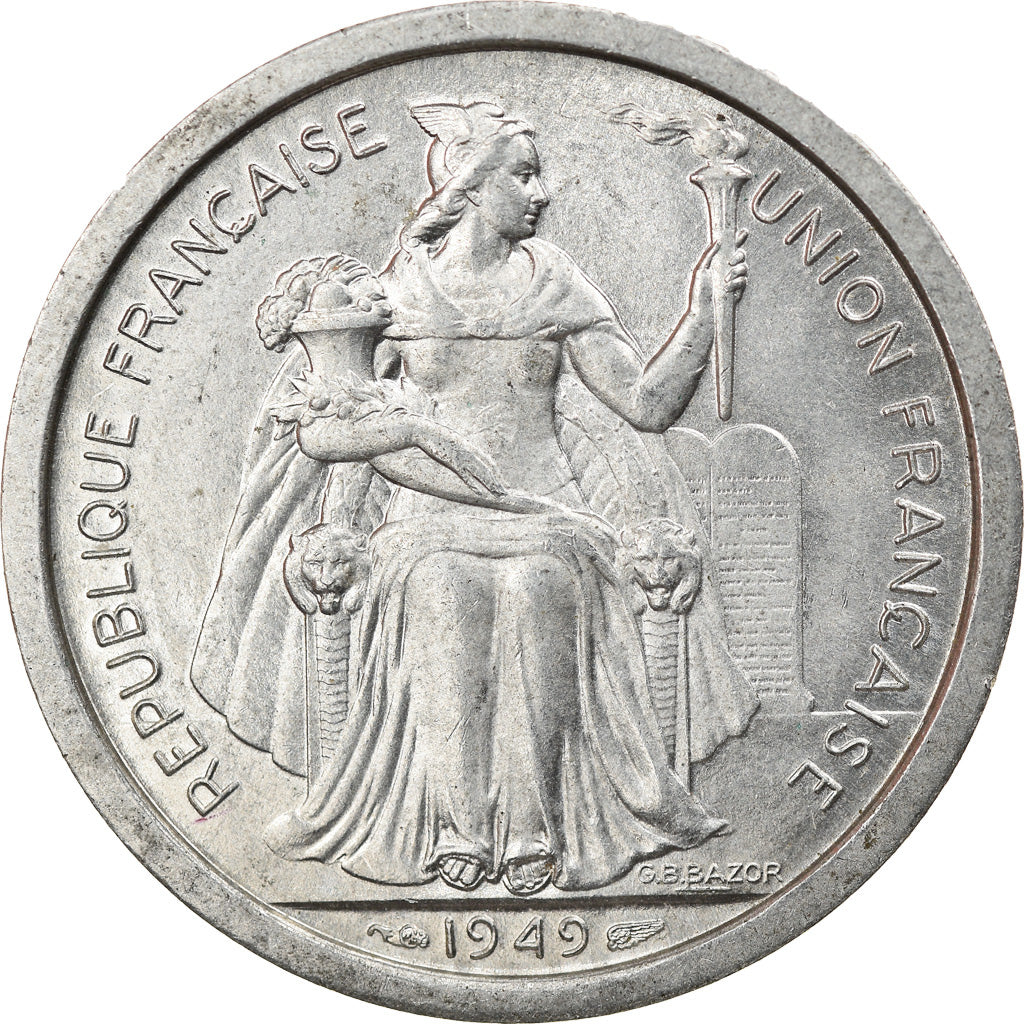 Coin, New Caledonia, 2 Francs, 1949, Paris, MS(60-62), Aluminum, KM:3