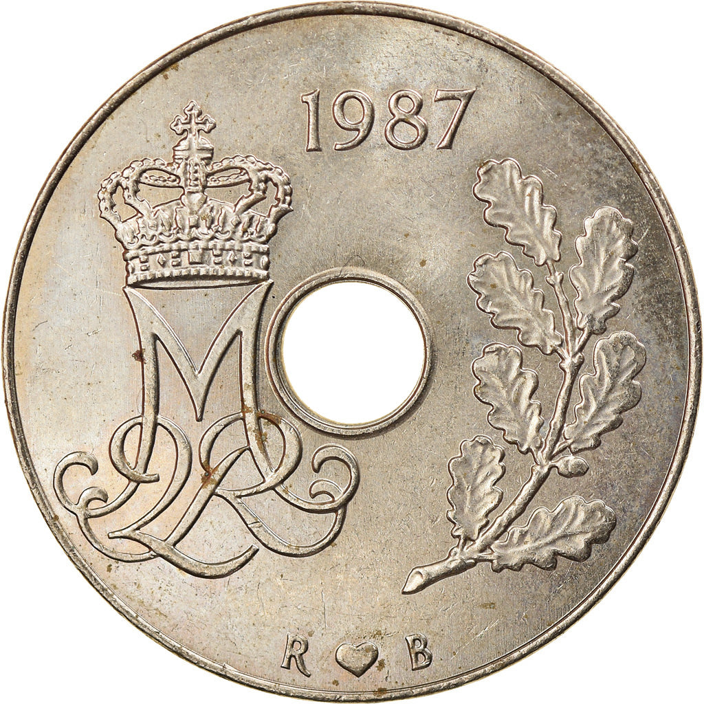Münze, Dänemark, Margrethe II, 25 Öre, 1987, Copenhagen, VZ+, Copper-nickel