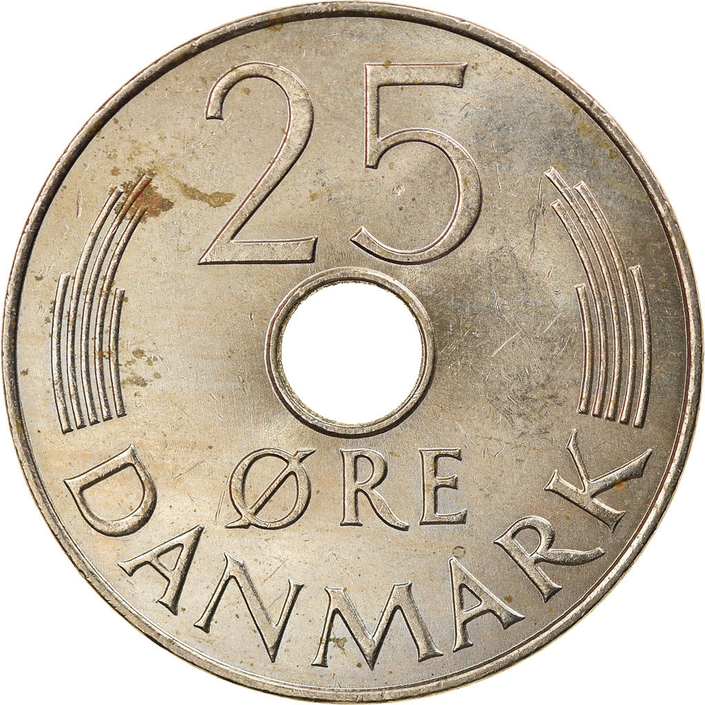 Münze, Dänemark, Margrethe II, 25 Öre, 1987, Copenhagen, VZ+, Copper-nickel