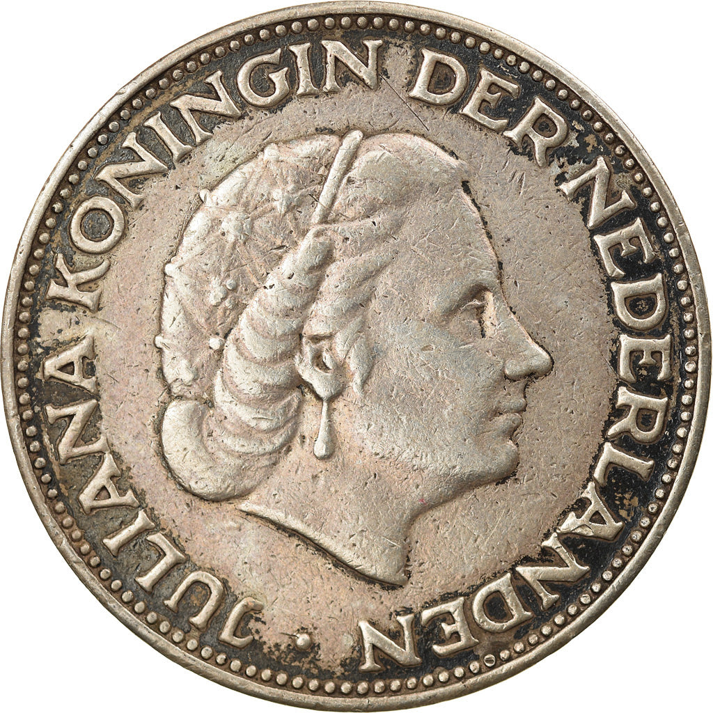 Coin, Netherlands, Juliana, 2-1/2 Gulden, 1960, EF(40-45), Silver, KM:185