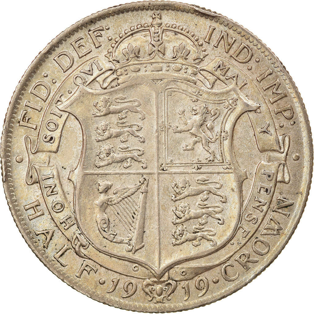 Moneta, Gran Bretagna, George V, 1/2 Crown, 1919, BB+, Argento, KM:818.1