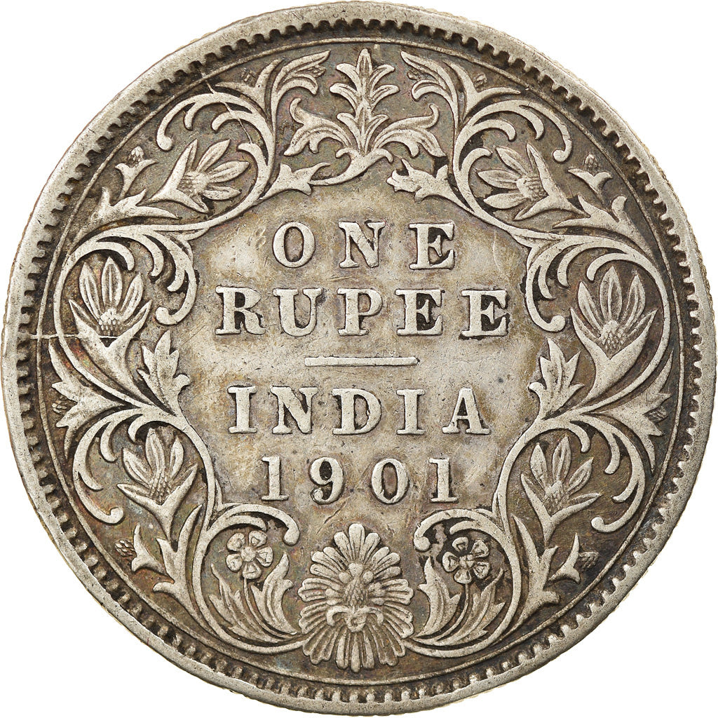 Coin, INDIA-BRITISH, Victoria, Rupee, 1901, Calcutta, EF(40-45), Silver, KM:492