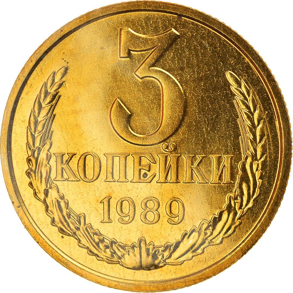 Monnaie, Russie, 3 Kopeks, 1989, Leningrad, FDC, Aluminum-Bronze, KM:128a