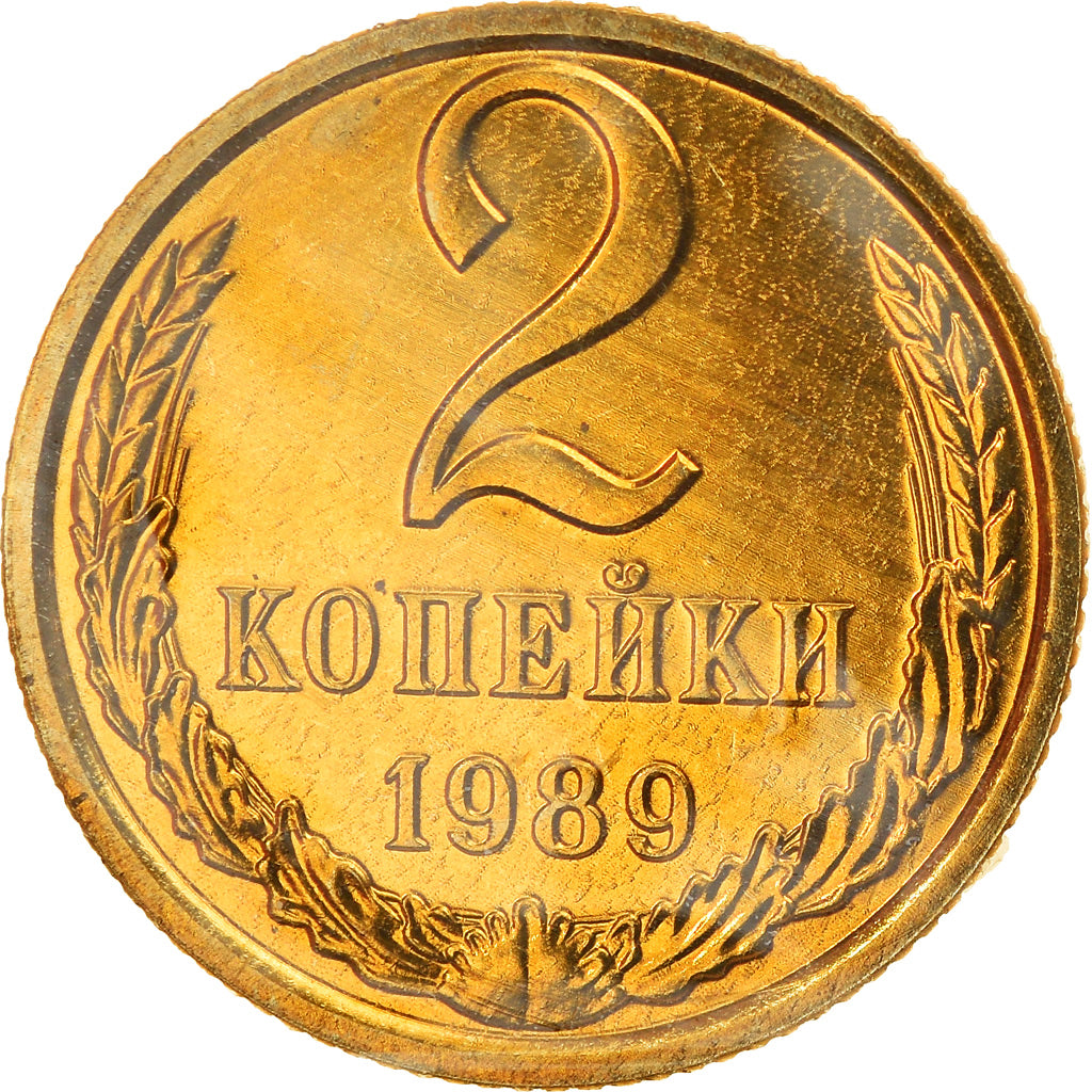 Coin, Russia, 2 Kopeks, 1989, Leningrad, MS(65-70), Brass, KM:127a