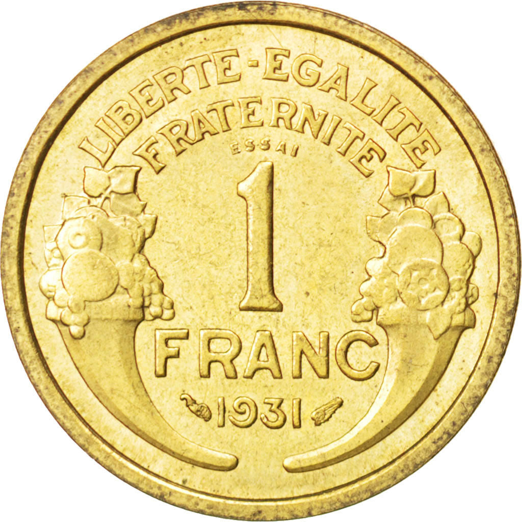 FRANCE, Franc, 1931, KM #E-B64, MS(63), Aluminum-Bronze, Gadoury #470, 3.98