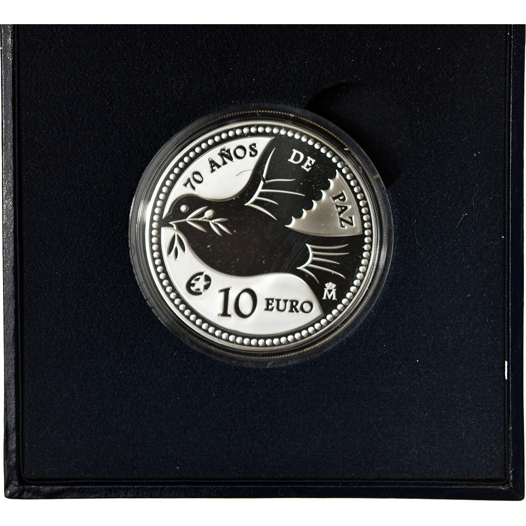Espanha, 10 Euro, 70 Years of peace in Europe, 2015, Madrid, MS(65-70), Prata