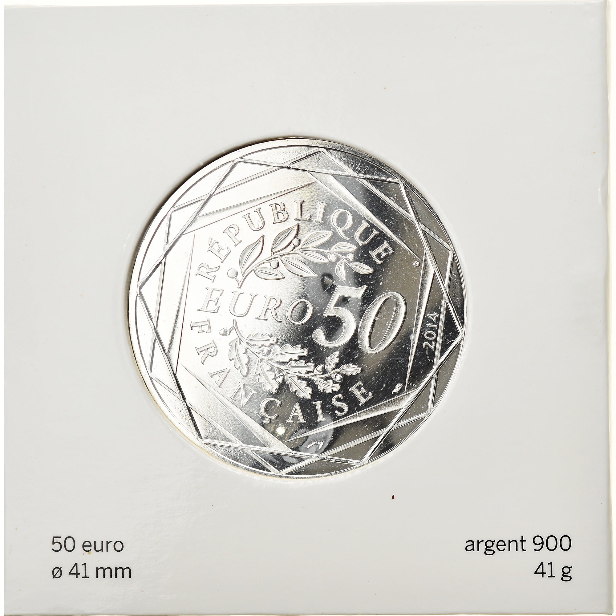 França, Monnaie de Paris, 50 Euro, Paix, Sempé, 2014, Paris, MS(65-70), Prata