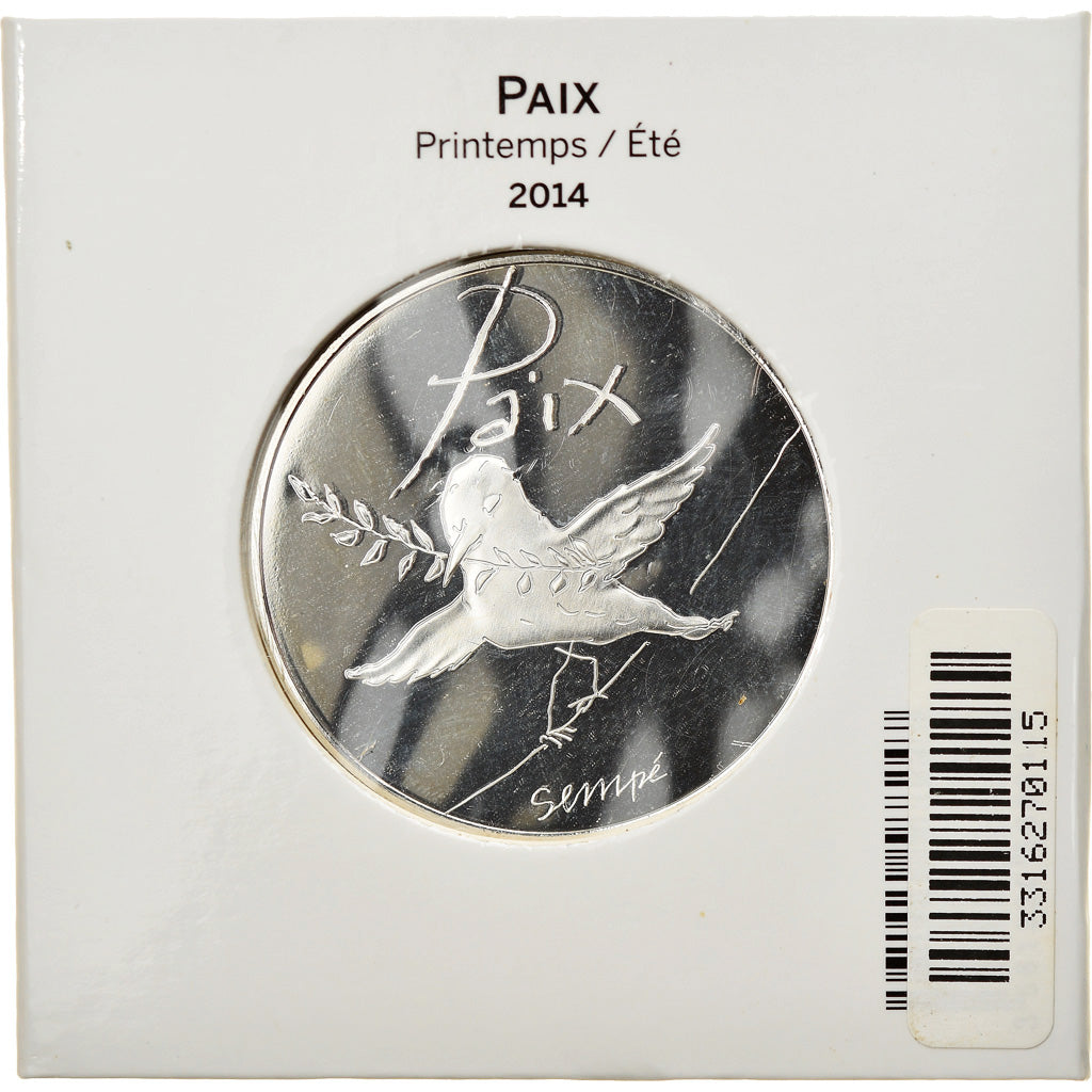 França, Monnaie de Paris, 50 Euro, Paix, Sempé, 2014, Paris, MS(65-70), Prata