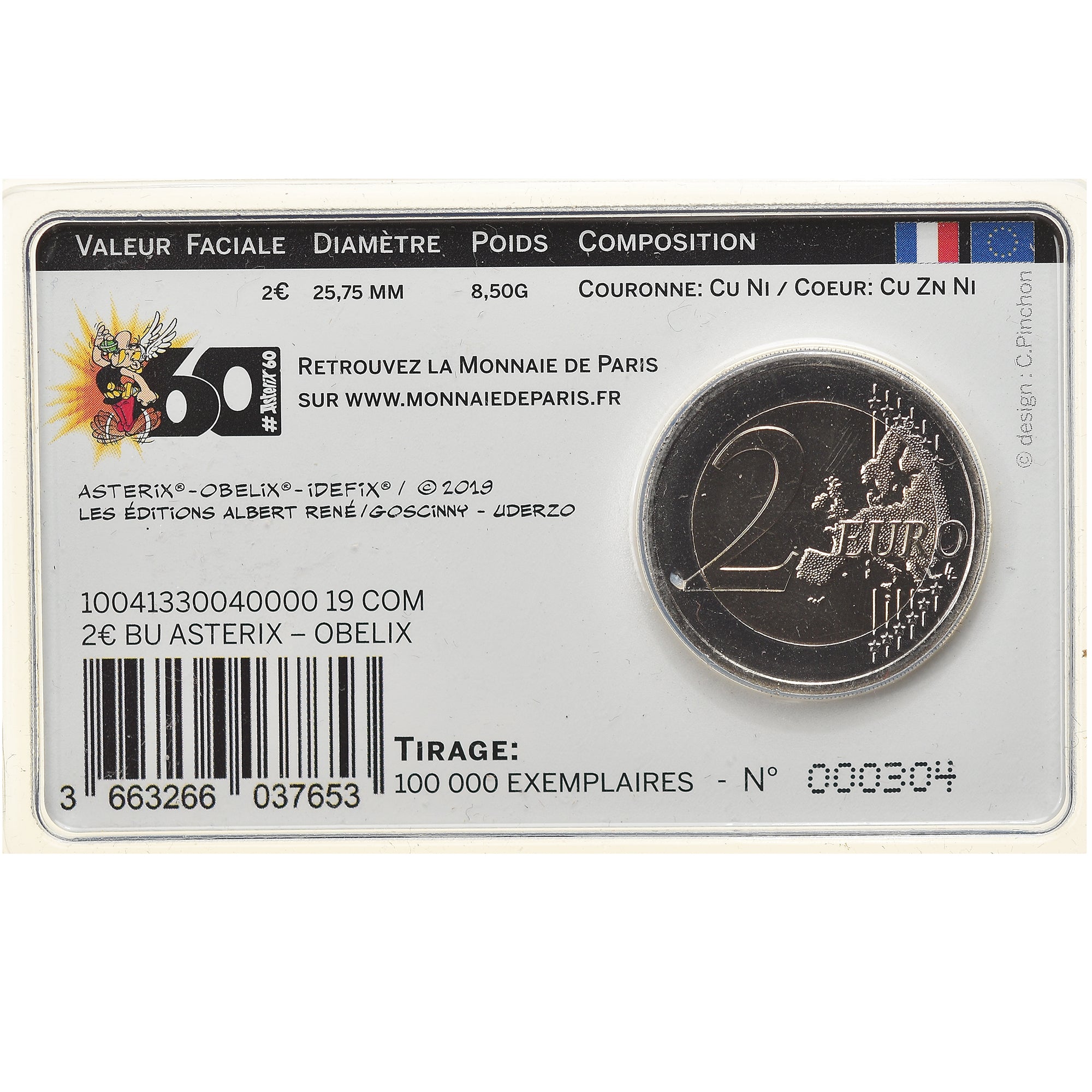 France, Monnaie de Paris, 2 Euro, Astérix - Obélix, 2019, MS(65-70)
