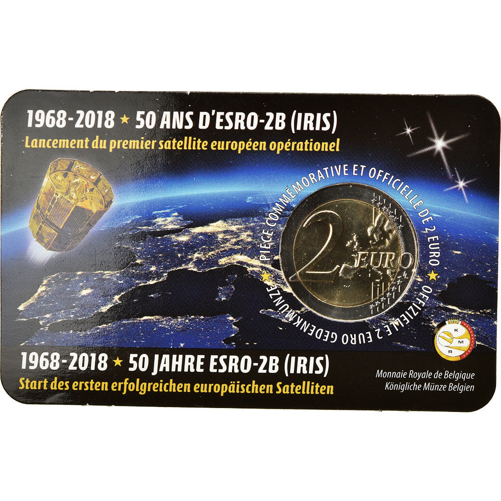 Belgium, 2 Euro, Satellite ESRO - 2B, 2018, Dutch Text, MS(65-70), Bi-Metallic