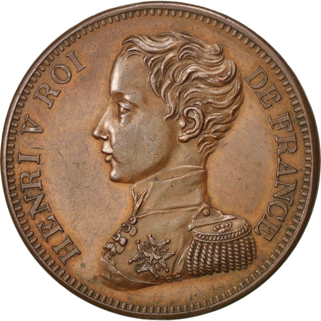Moneta, Francja, Henri V, 5 Francs, 1830, MS(60-62), Bronze, KM:32a, Gadoury:649