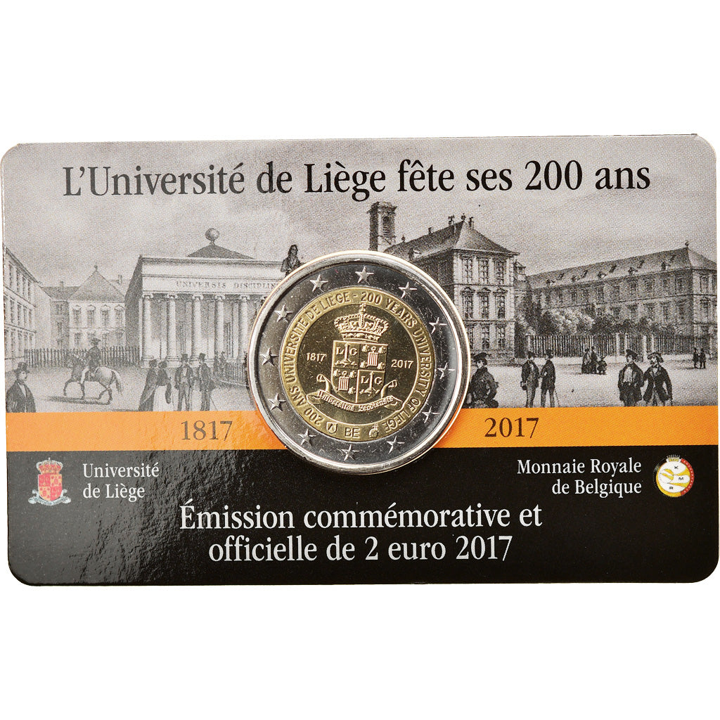 Belgique, 2 Euro, 200 years of the University of Liège, 2017, French Text, FDC