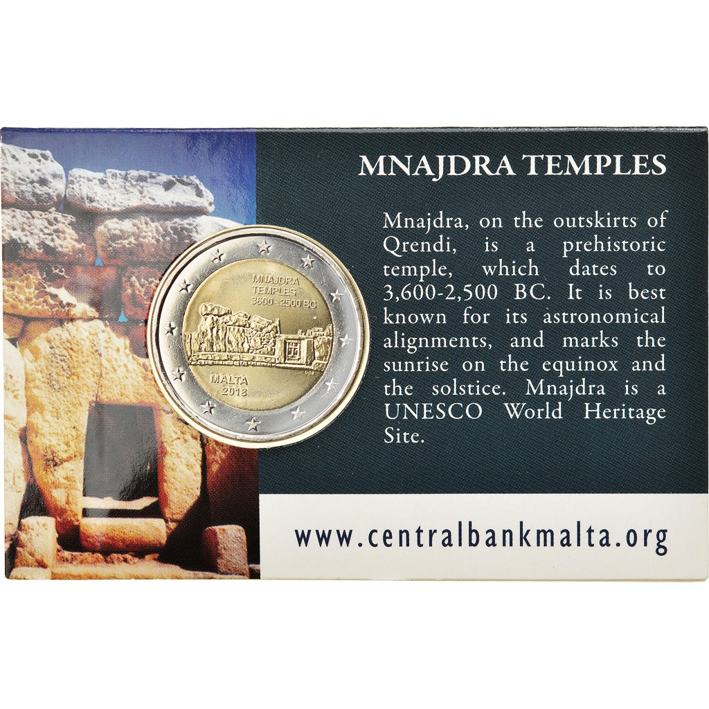 Malta, 2 Euro, Mnajdra Temples, 2018, MS(65-70), Bi-Metallic