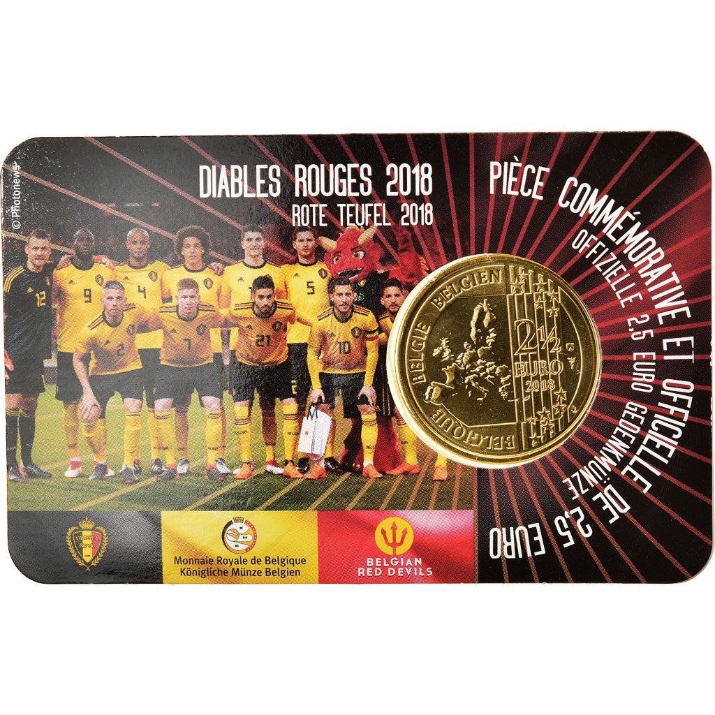 Belgio, 2-1/2 Euro, Red Devils, 2018, Dutch Text, FDC, Bi-metallico