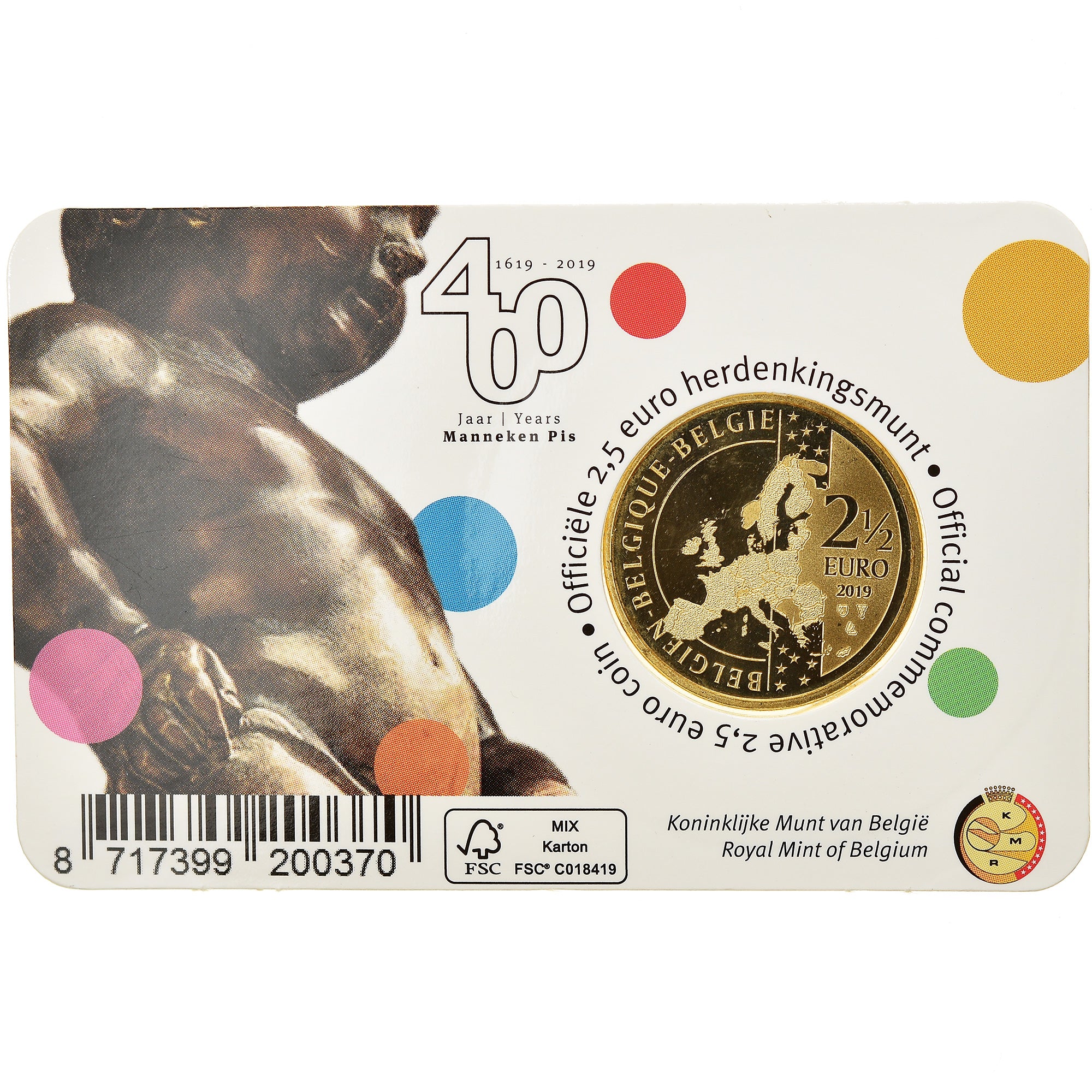 Belgium, 2-1/2 Euro, Manneken Pis, Bruxelles, 2019, French Text, MS(65-70)
