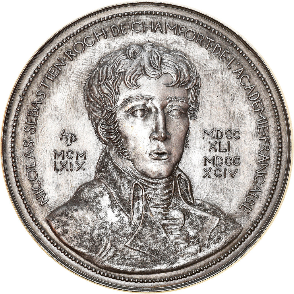 France, Medal, Nicolas Sébastien Roch de Chamfort, Académie Française, 1971