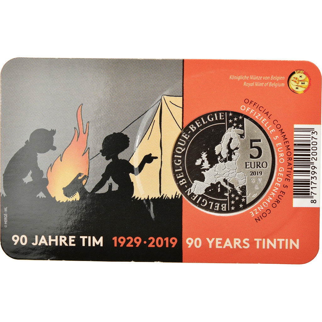 Belgium, 5 Euro, 90 Years of Tintin, 2019, MS(65-70), Silver