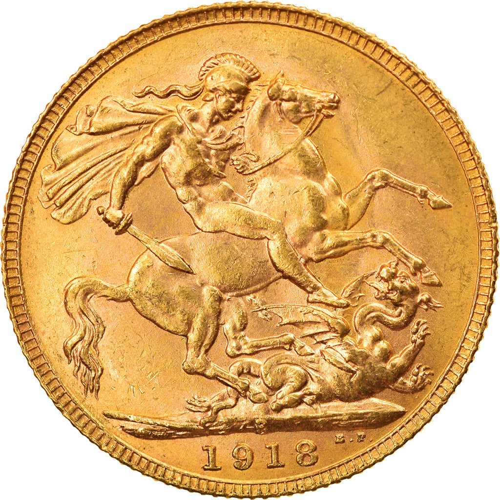 Coin, Australia, George V, Sovereign, 1918, Perth, AU(55-58), Gold, KM:29