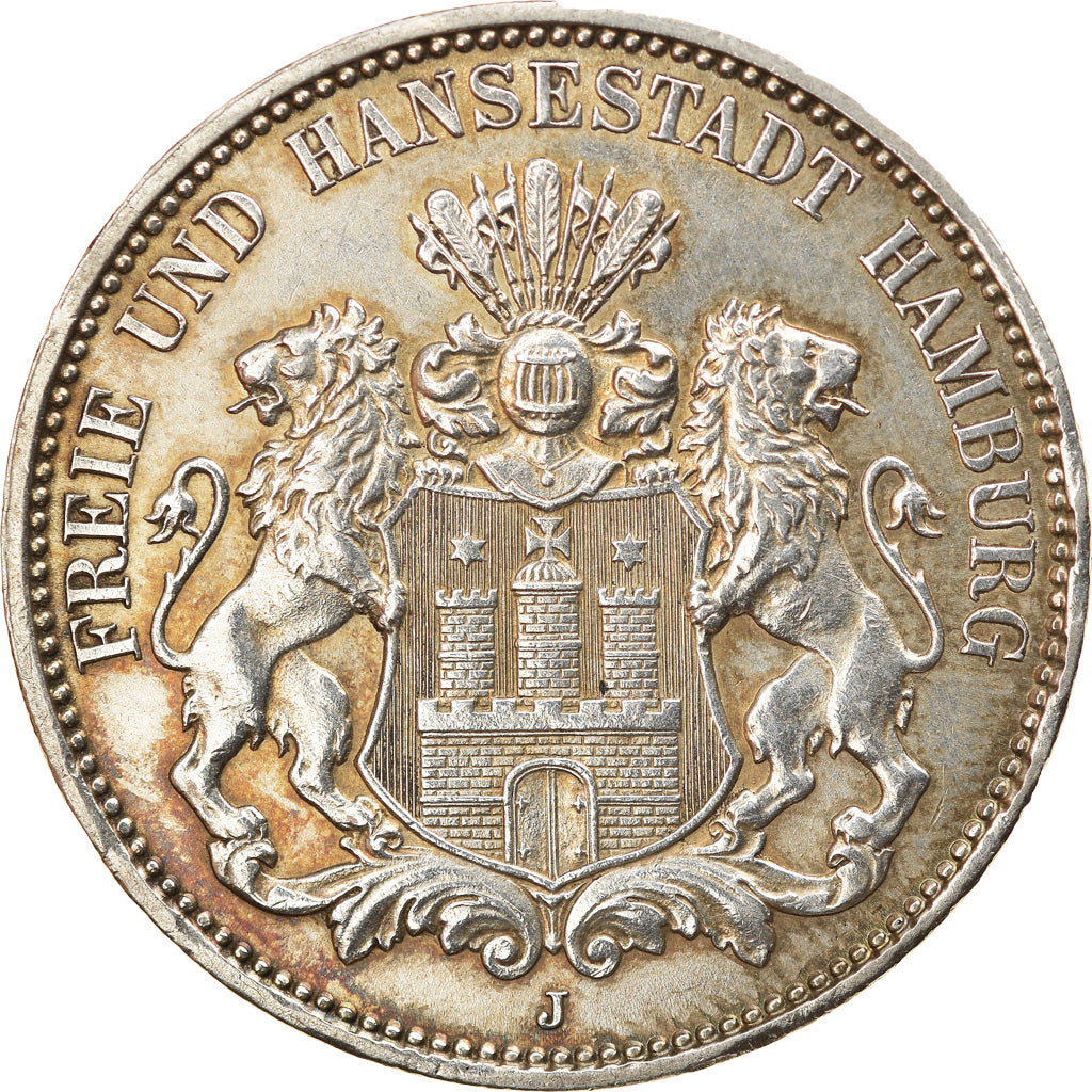 Coin, German States, HAMBURG, 3 Mark, 1914, Hamburg, AU(55-58), Silver, KM:620