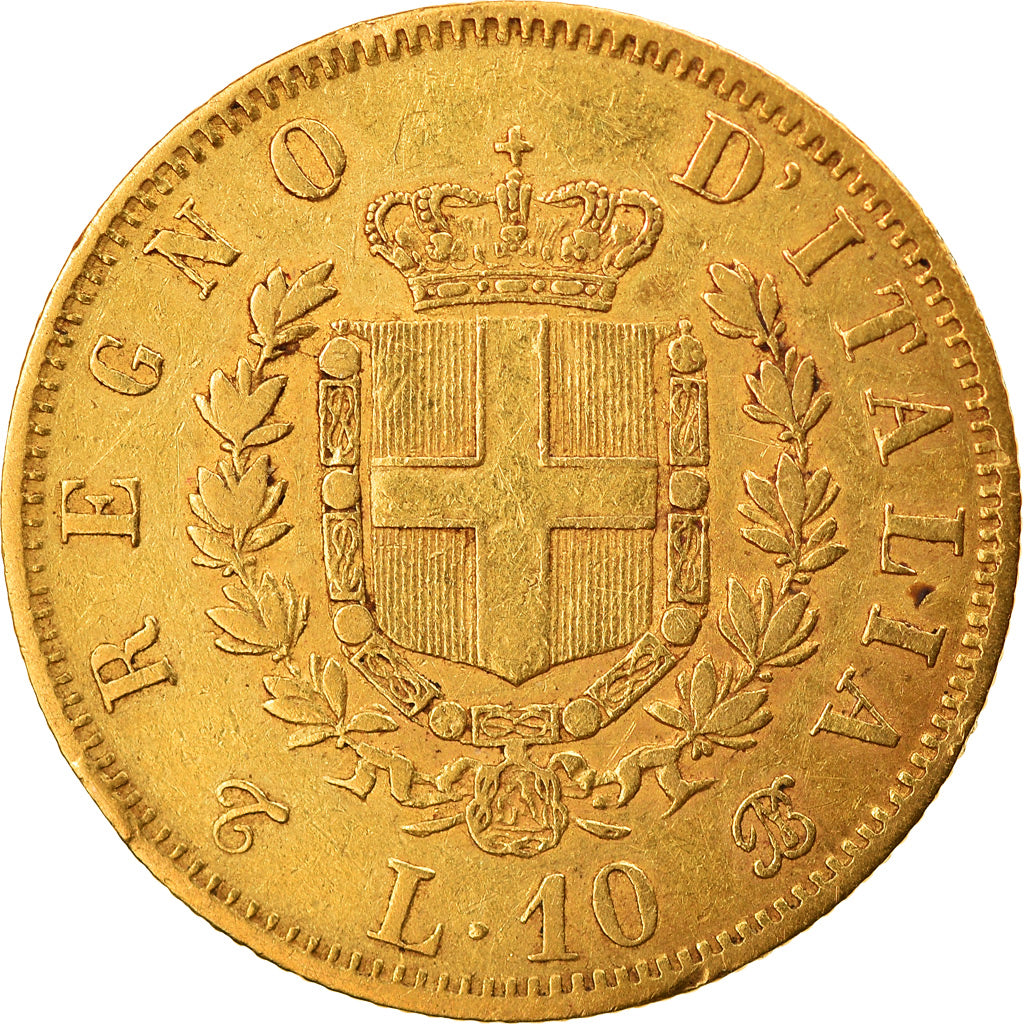 Coin, Italy, Vittorio Emanuele II, 10 Lire, 1863, Torino, EF(40-45), Gold
