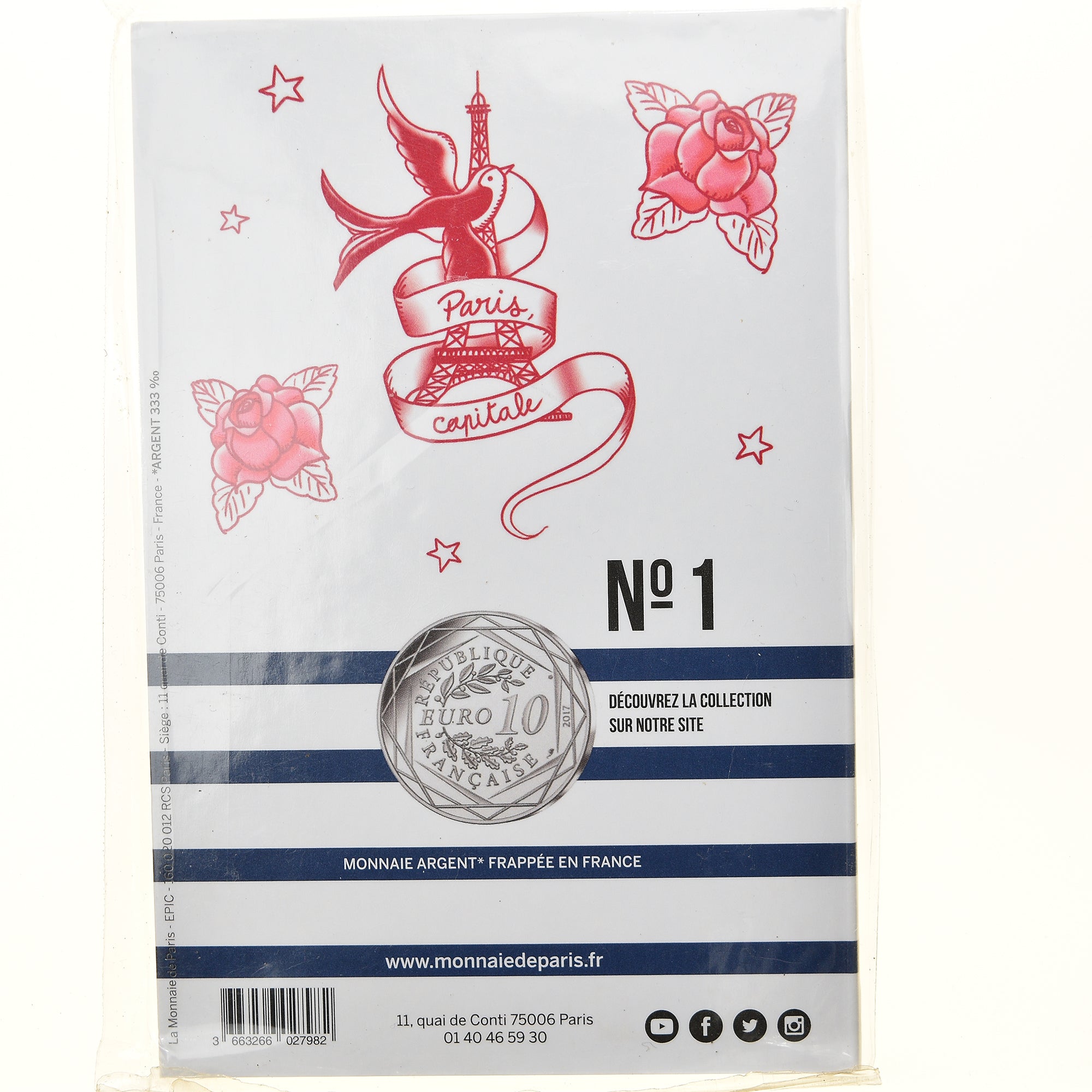 France, Monnaie de Paris, 10 Euro, Jean-Paul Gaultier (Paris, Capitale), 2017