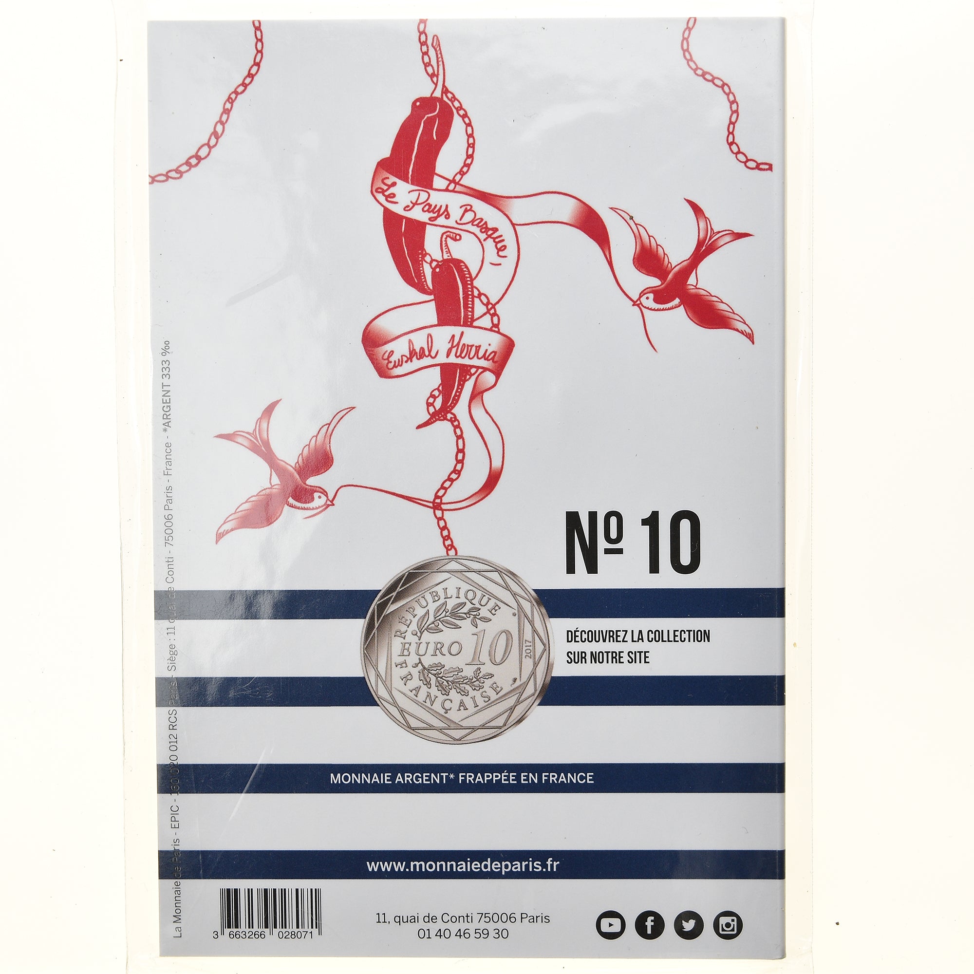 France, Monnaie de Paris, 10 Euro, Jean-Paul Gaultier (Le Pays Basque, Euskal