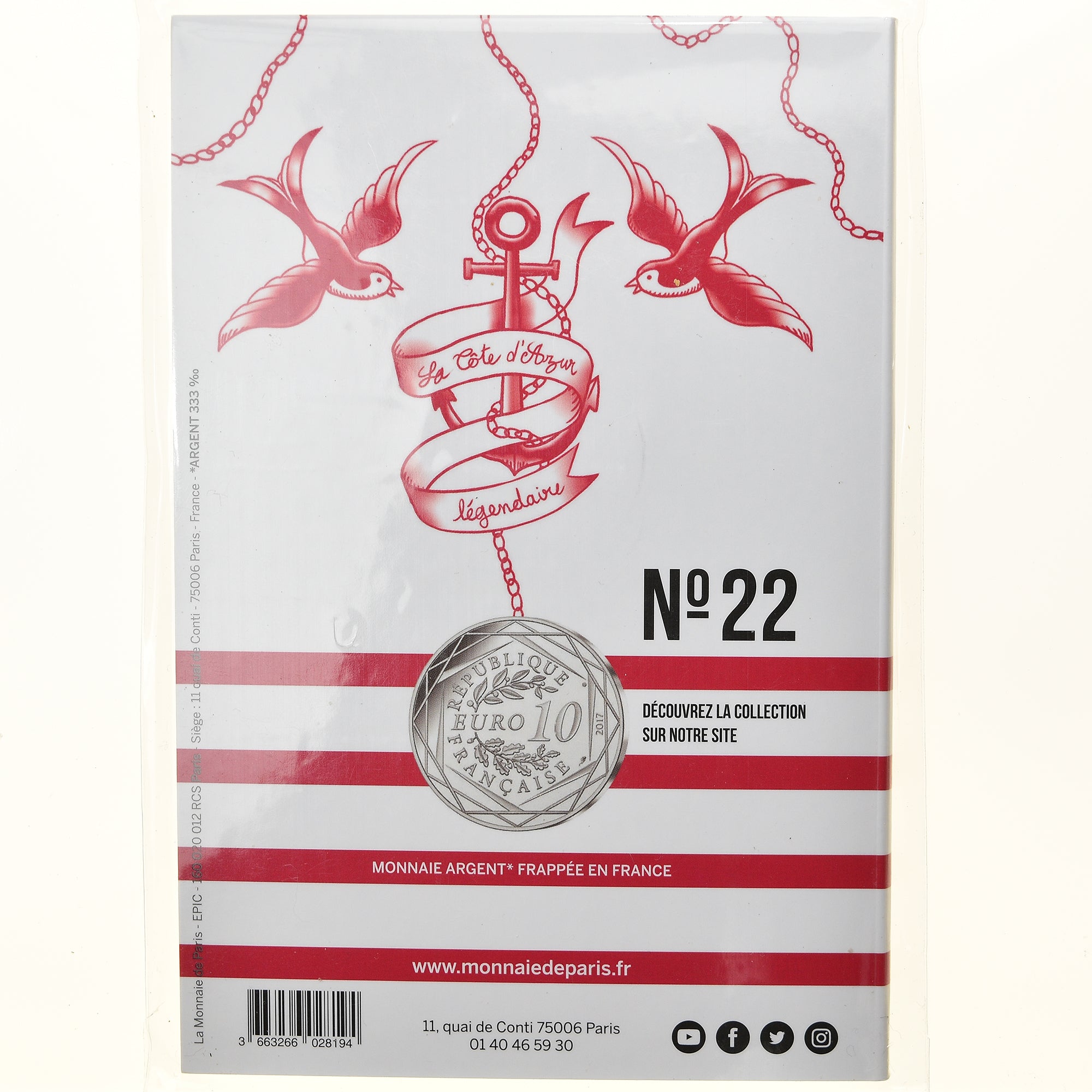 Francia, Monnaie de Paris, 10 Euro, Jean-Paul Gaultier (La Côte d'Azur