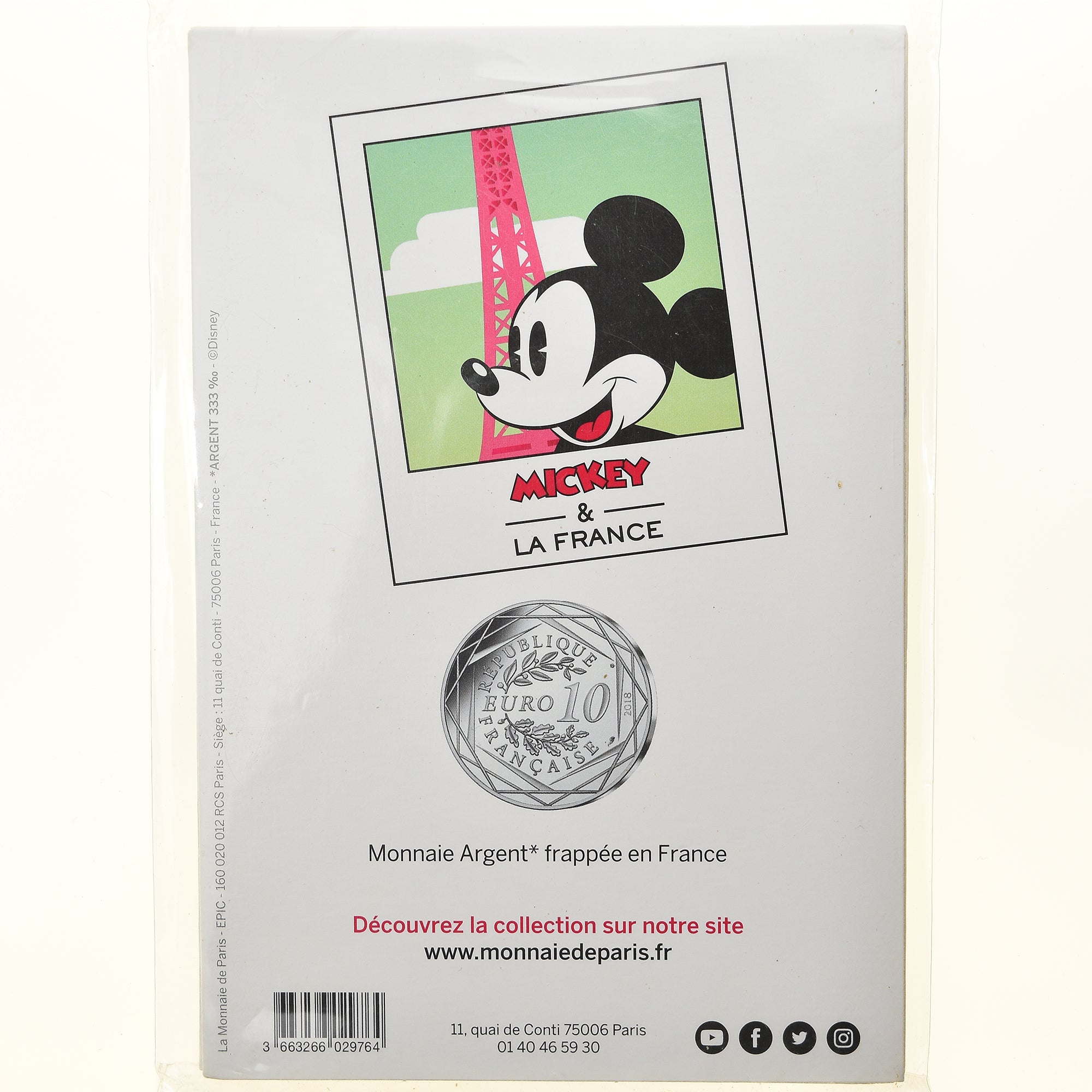 France, Monnaie de Paris, 10 Euro, Mickey (Tour Eiffel), 2018, Paris, MS(65-70)