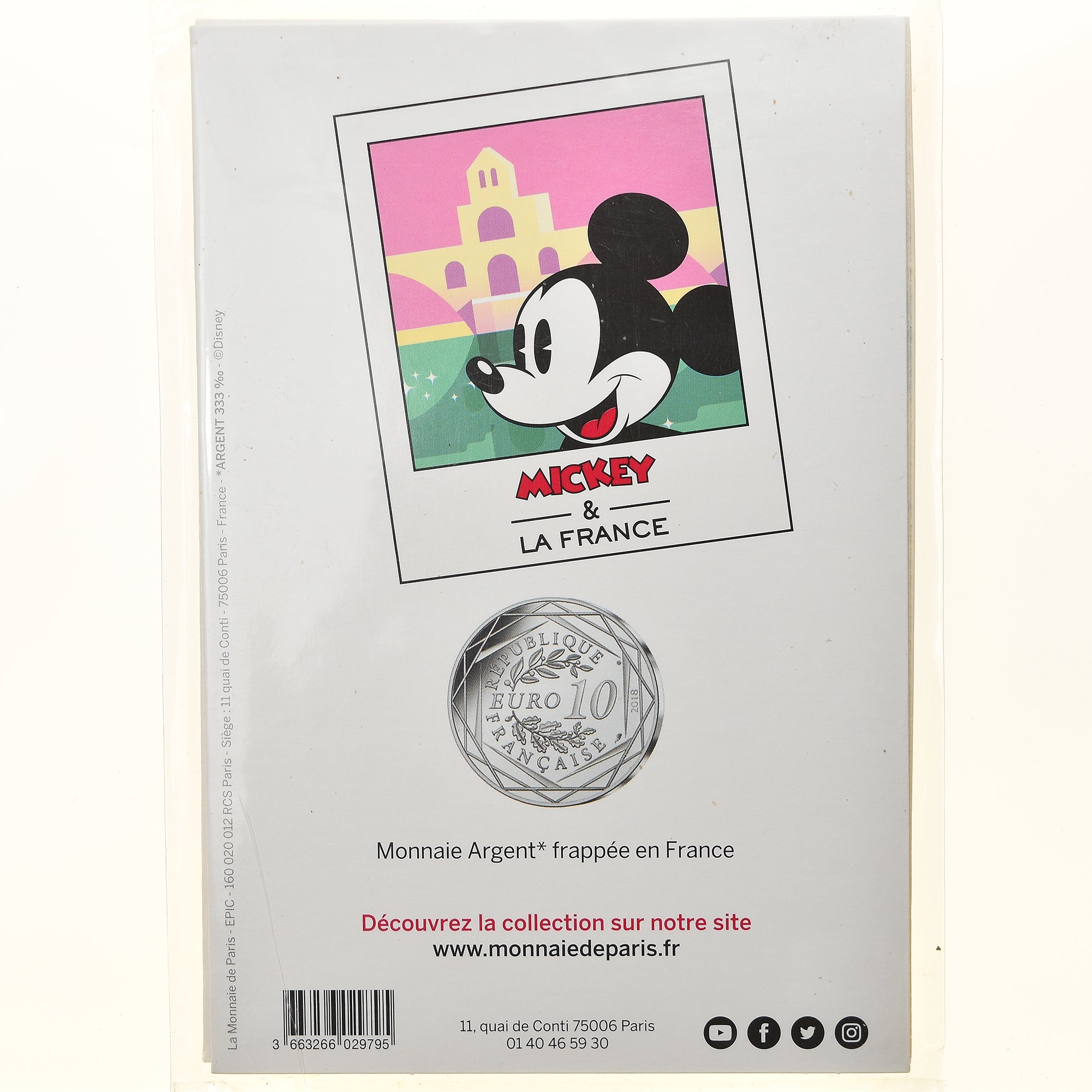France, Monnaie de Paris, 10 Euro, Mickey (Avignon), 2018, Paris, FDC, Argent