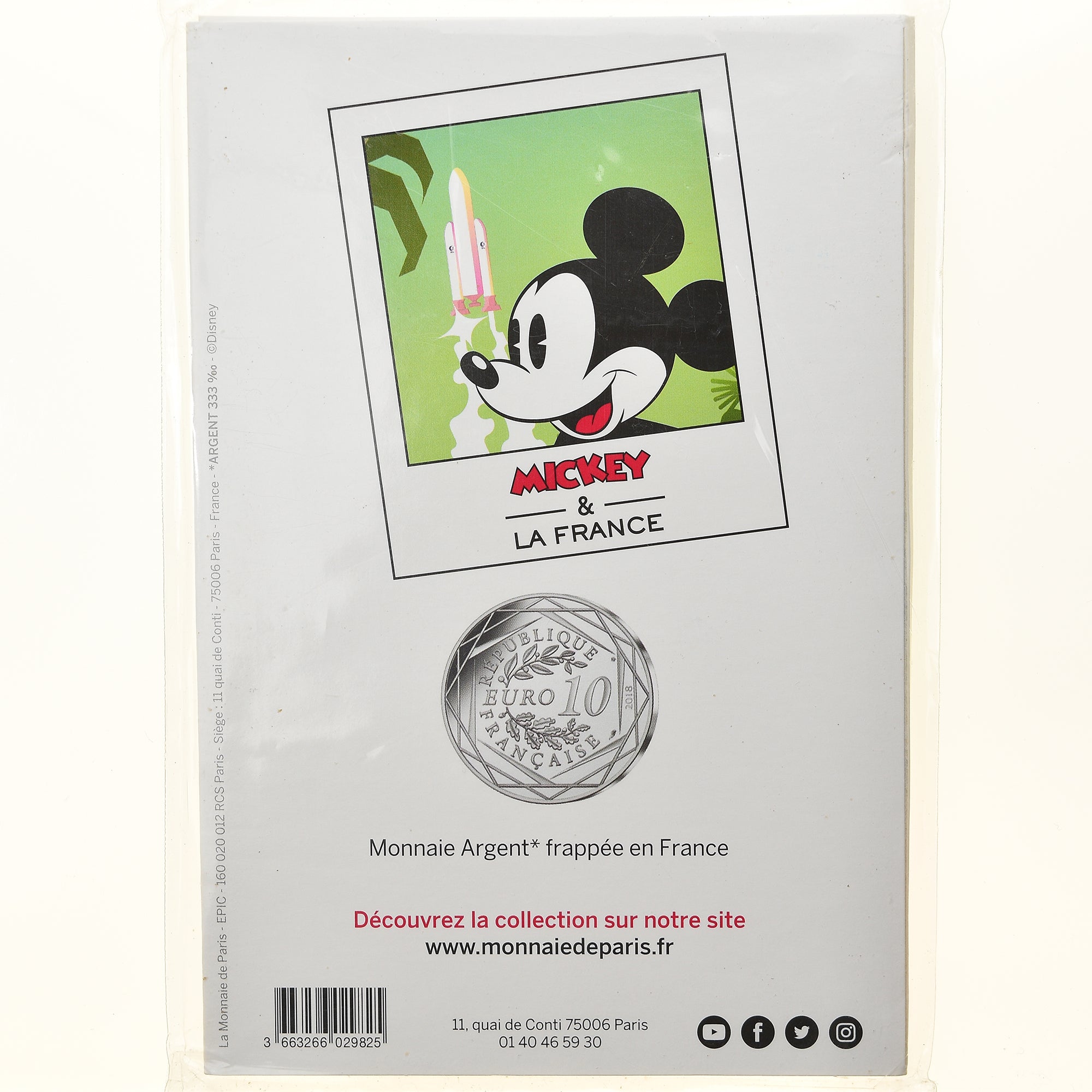 France, Monnaie de Paris, 10 Euro, Mickey (Guyane), 2018, Paris, FDC, Argent