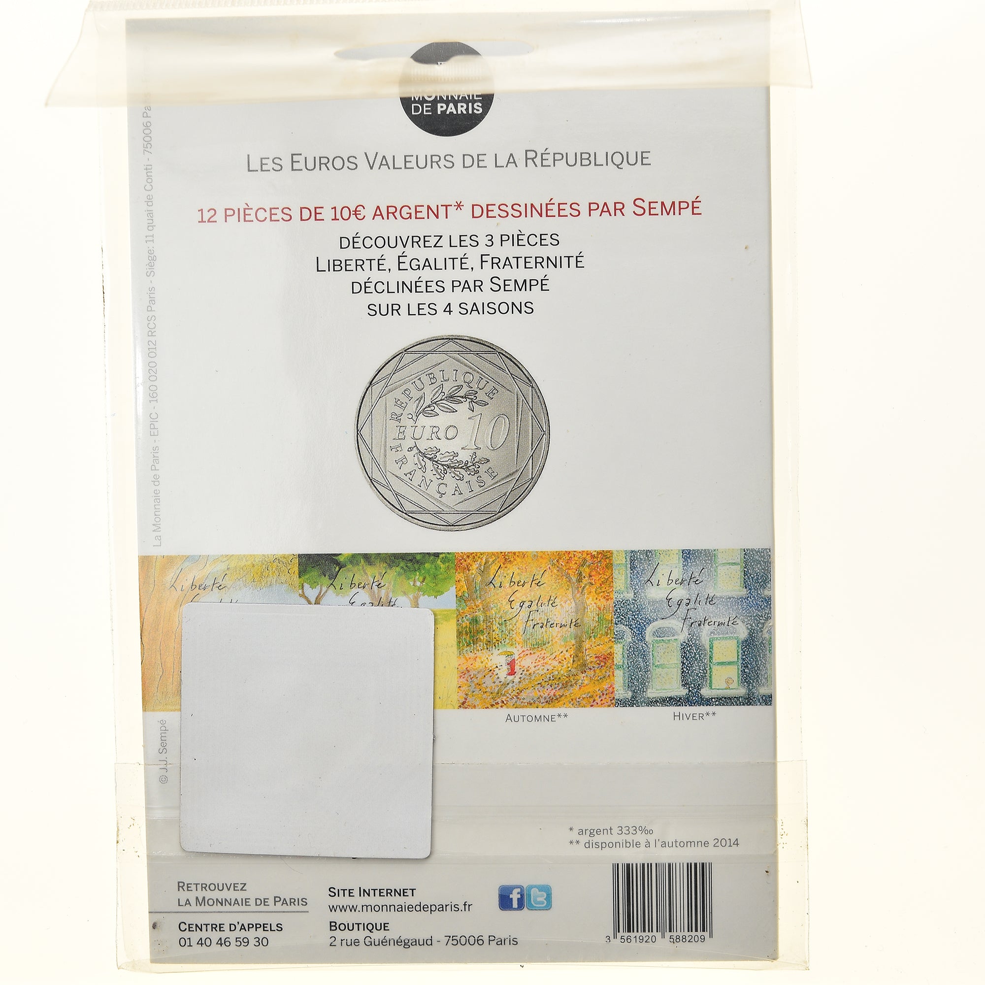 Frankreich, Monnaie de Paris, 10 Euro, Liberté Hiver Sempé, 2014, Paris, STGL