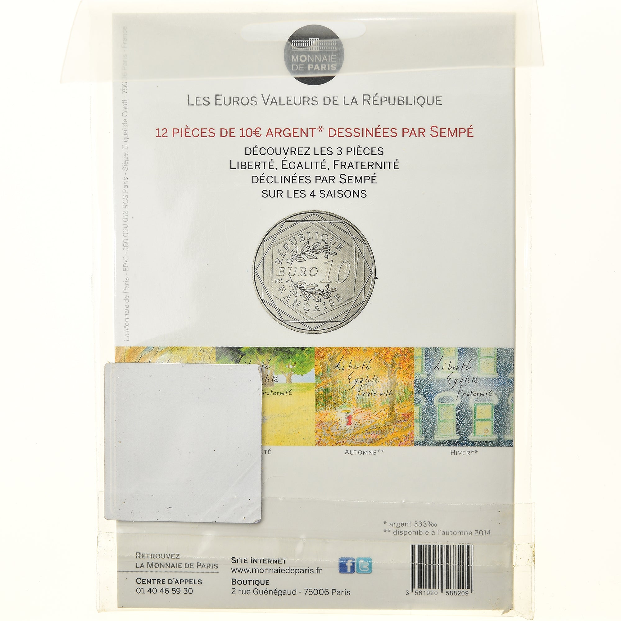France, Monnaie de Paris, 10 Euro, Liberté Hiver Sempé, 2014, Paris