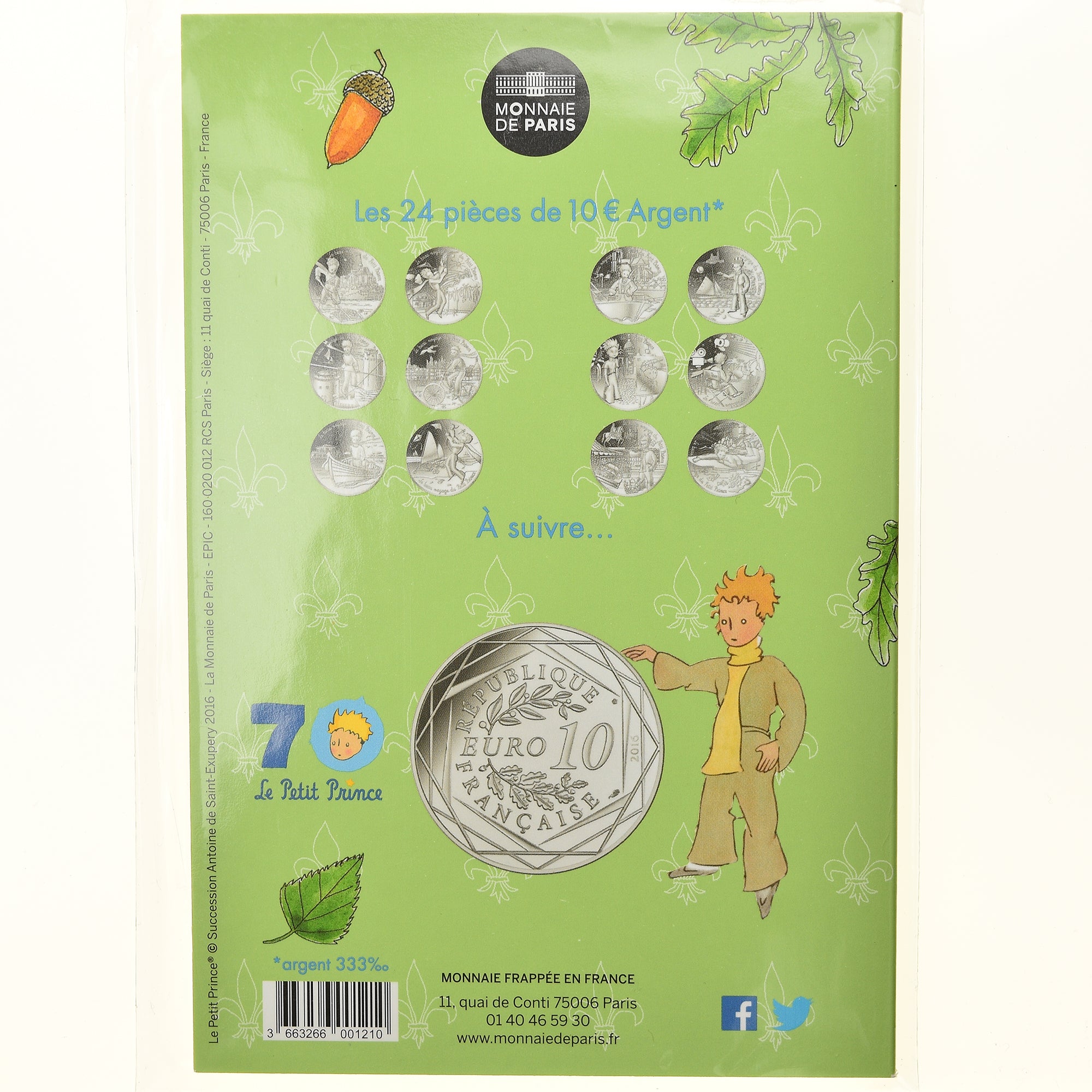 France, Monnaie de Paris, 10 Euro, Le Petit Prince (Chambord), 2016, Paris
