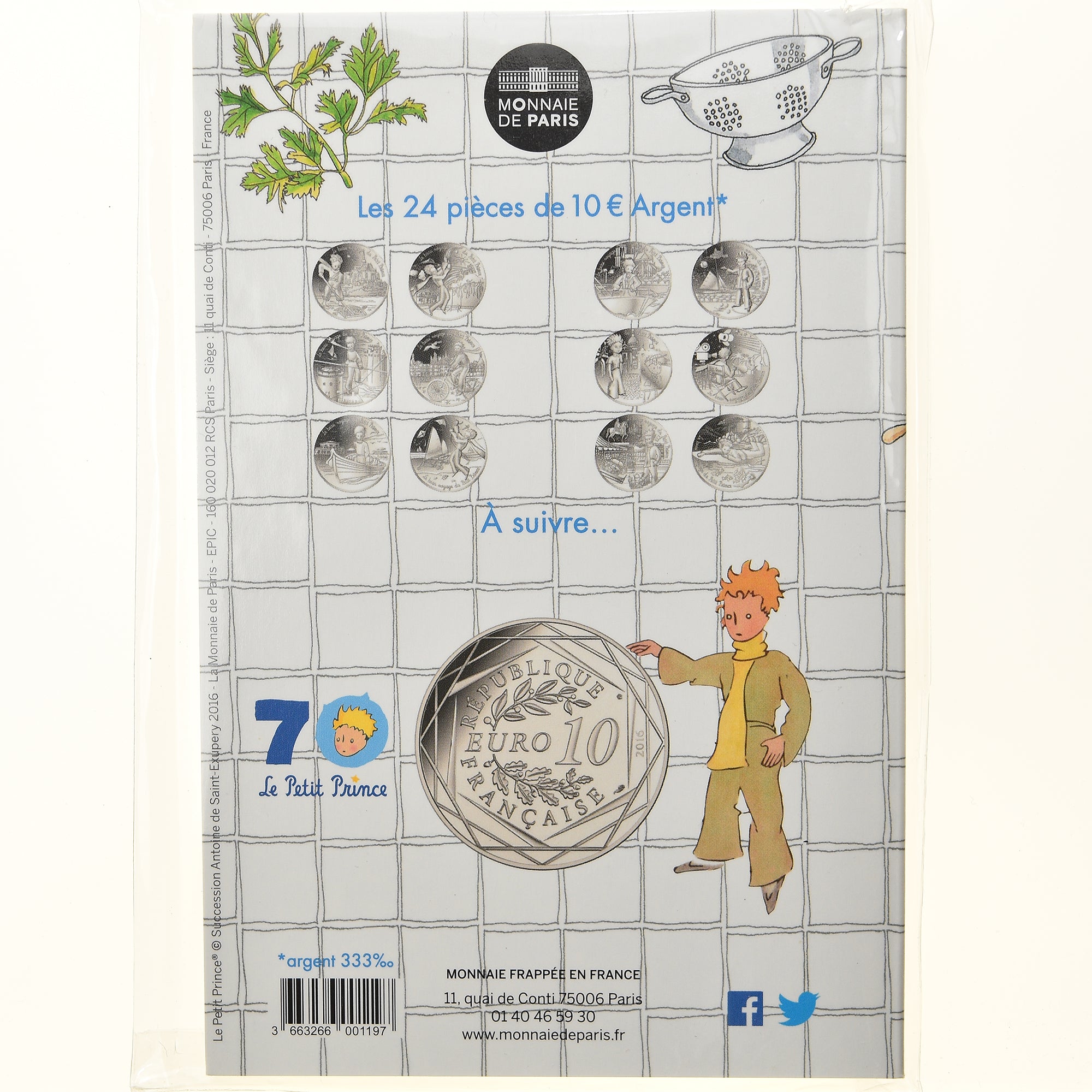 France, Monnaie de Paris, 10 Euro, Le Petit Prince (et la gastronomie), 2016