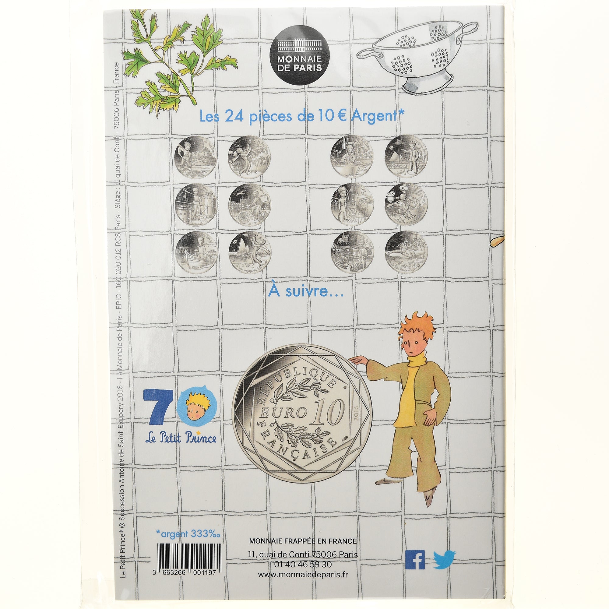 France, Monnaie de Paris, 10 Euro, Le Petit Prince (et la gastronomie), 2016