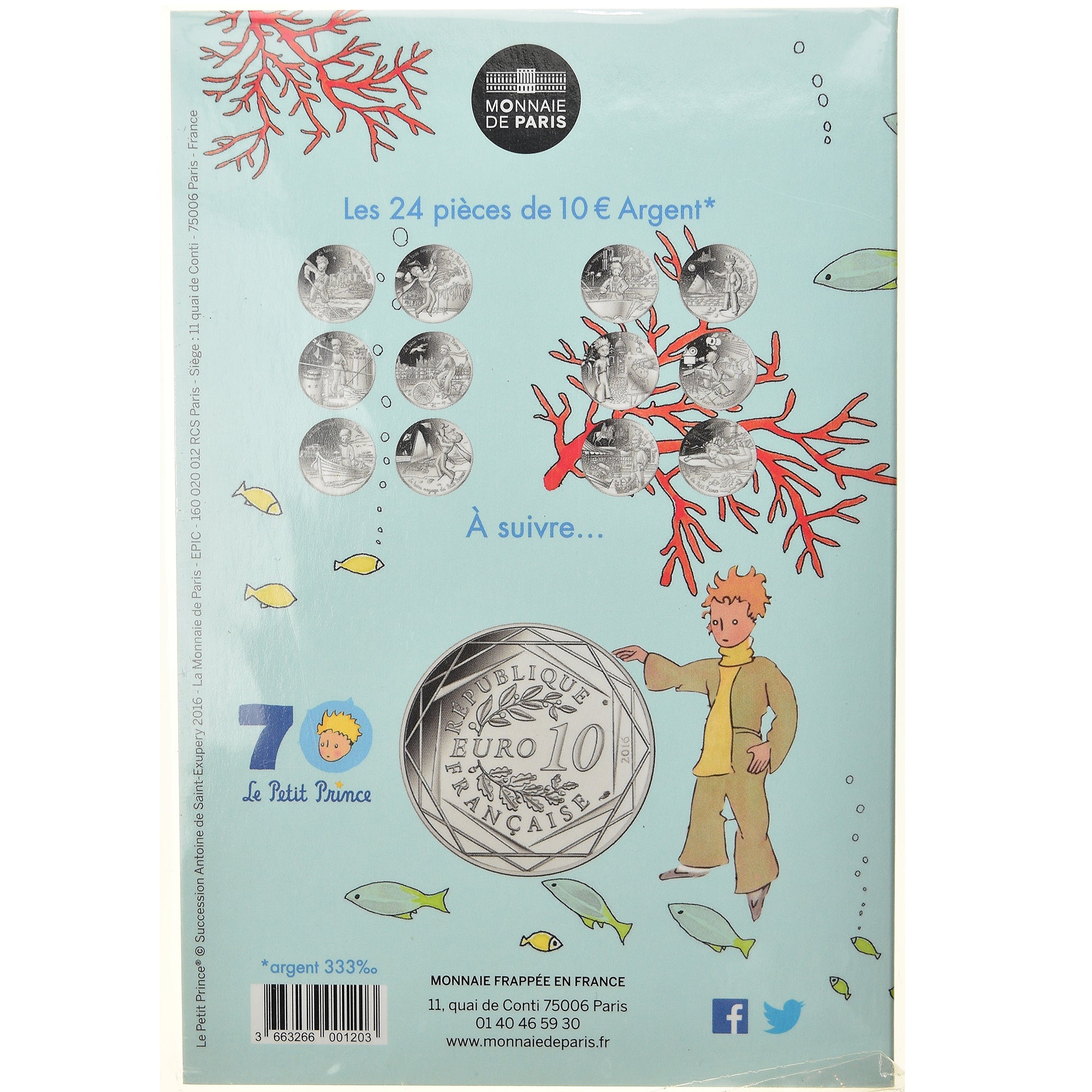 France, Monnaie de Paris, 10 Euro, Le Petit Prince (à la mer), 2016, Paris