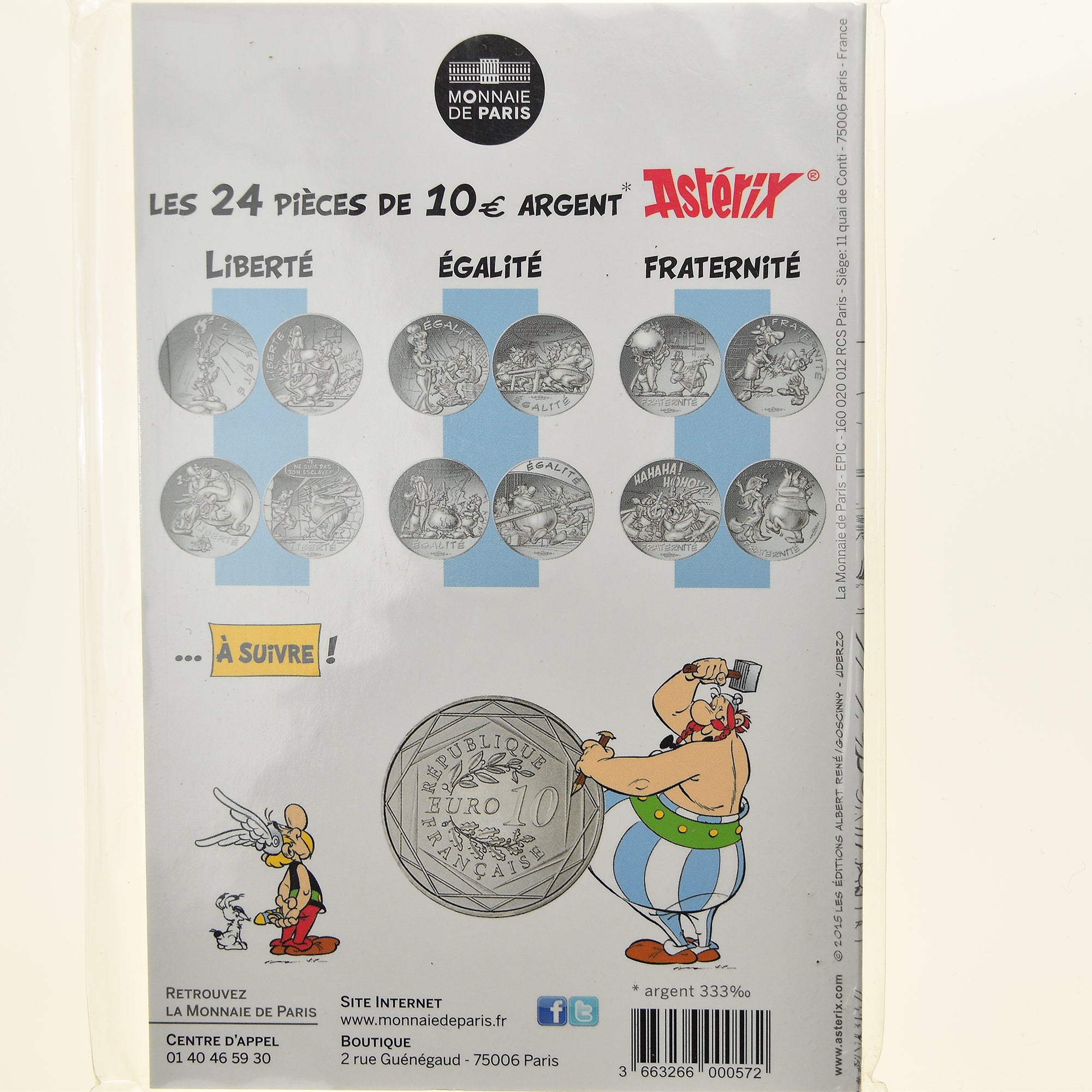 Francia, Monnaie de Paris, 10 Euro, Astérix Liberté (La grande traversée)
