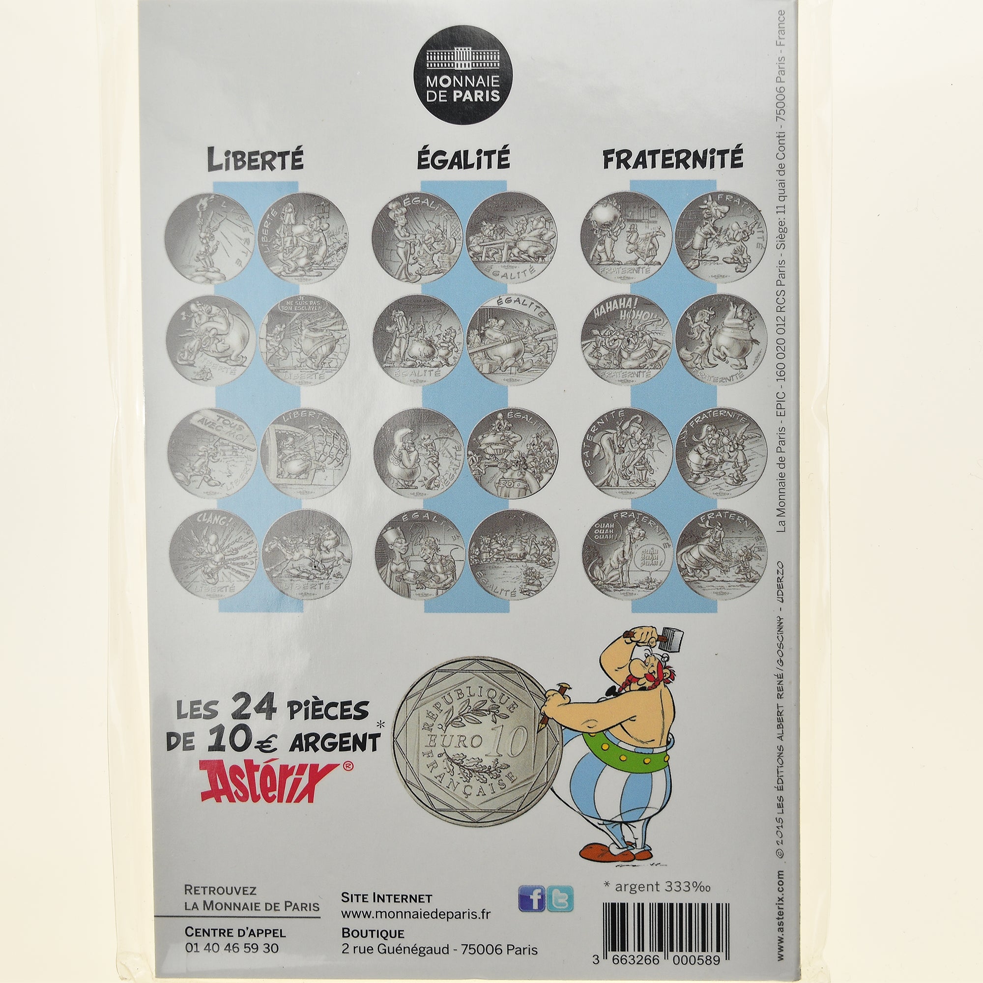 Francia, Monnaie de Paris, 10 Euro, Astérix Liberté (Agecanonix), 2015, Paris