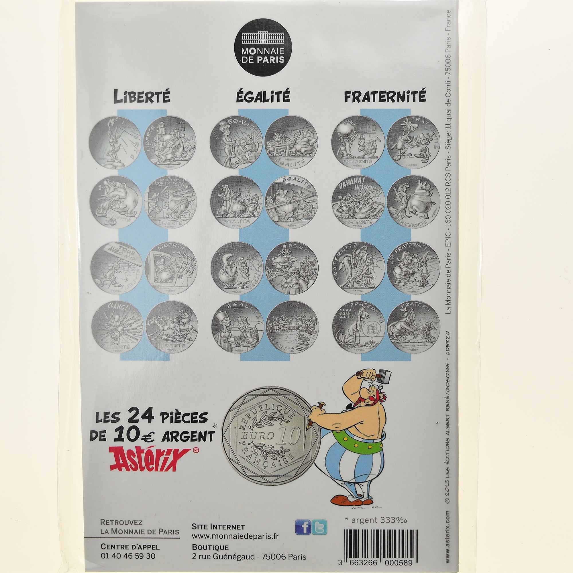 France, Monnaie de Paris, 10 Euro, Astérix Liberté (La serpe d'or), 2015