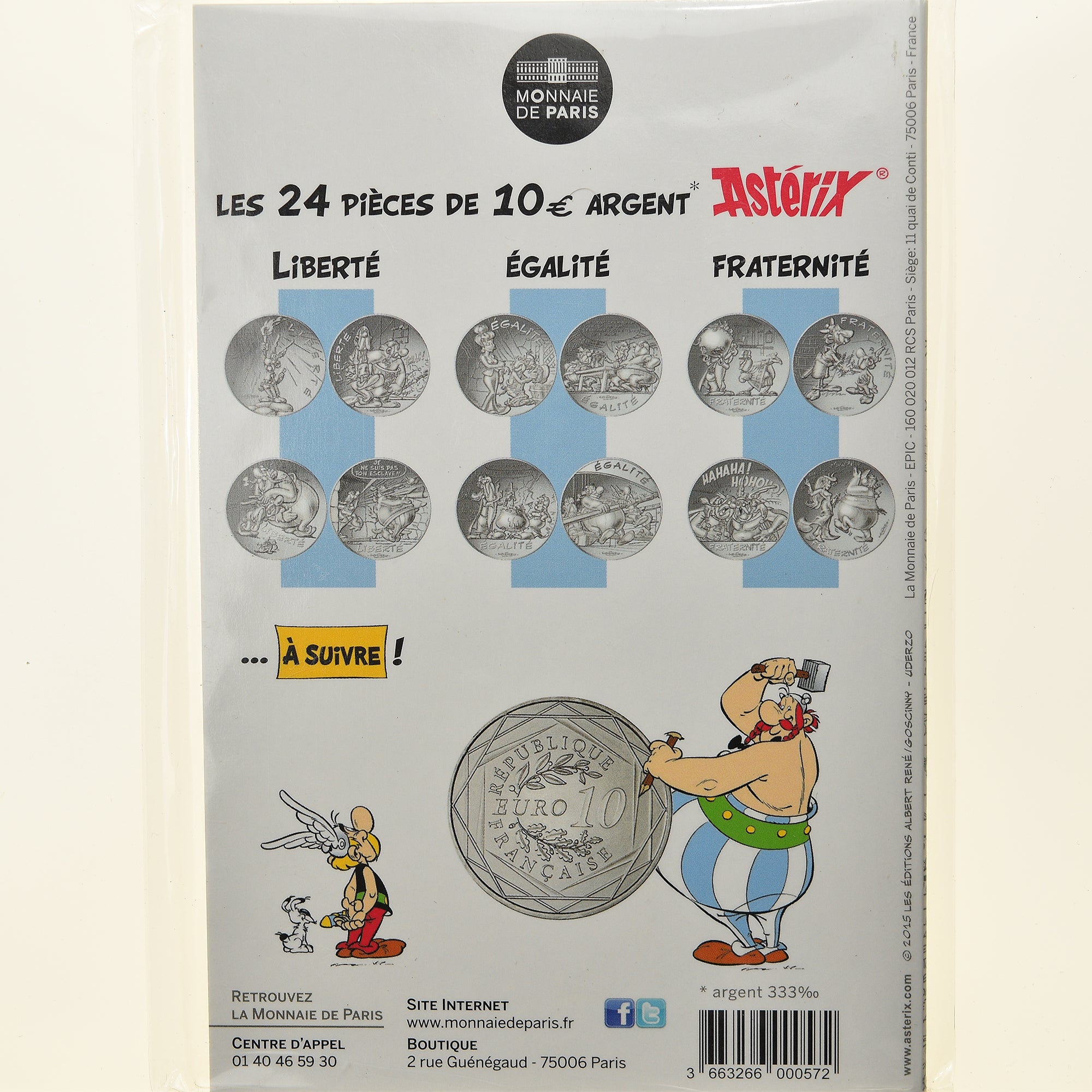 France, Monnaie de Paris, 10 Euro, Astérix Égalité (La zizanie), 2015, Paris