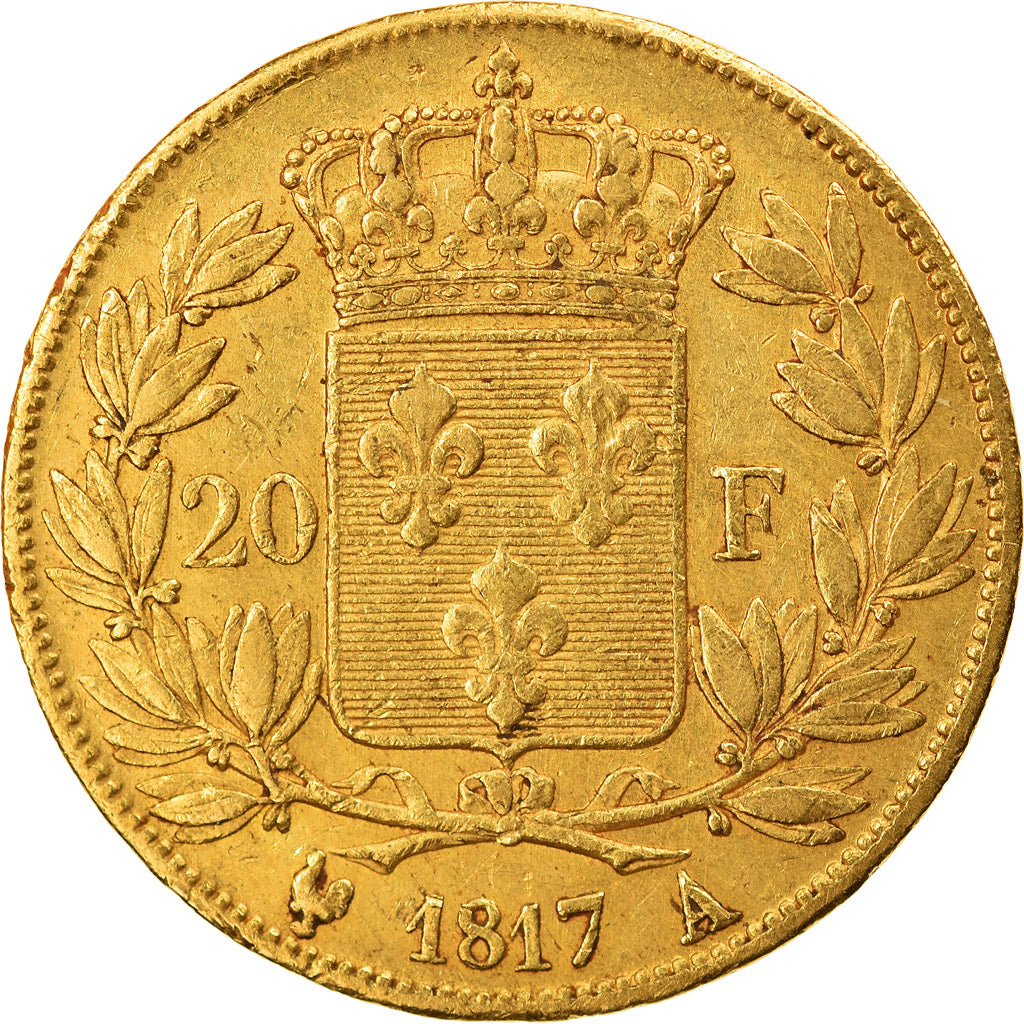 Coin, France, Louis XVIII, 20 Francs, 1817, Paris, EF(40-45), Gold, KM:712.1