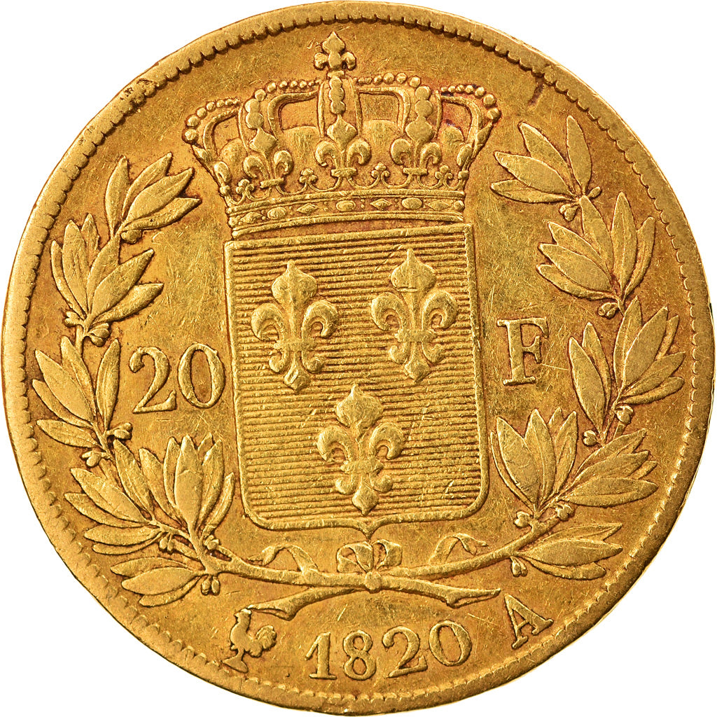 Munten, Frankrijk, Louis XVIII, 20 Francs, 1820, Paris, ZF, Goud, KM:712.1