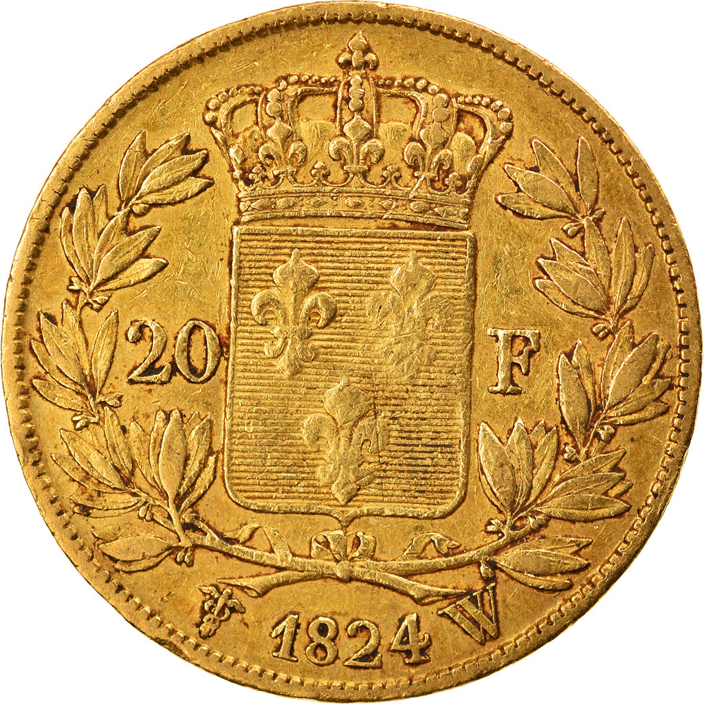 Monnaie, France, Louis XVIII, 20 Francs, 1824, Lille, TTB, Or, Gadoury:1028