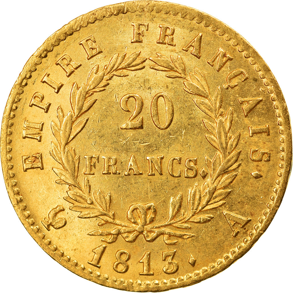Moeda, França, Napoléon I, 20 Francs, 1813, Paris, MS(60-62), Dourado