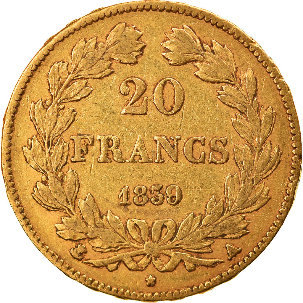 Münze, Frankreich, Louis-Philippe, 20 Francs, 1839, Paris, S+, Gold, KM:750.1
