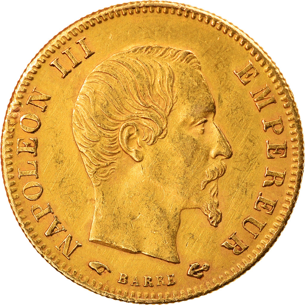 Moneta, Francia, Napoleon III, 5 Francs, 1858, Paris, BB+, Oro, KM:787.1