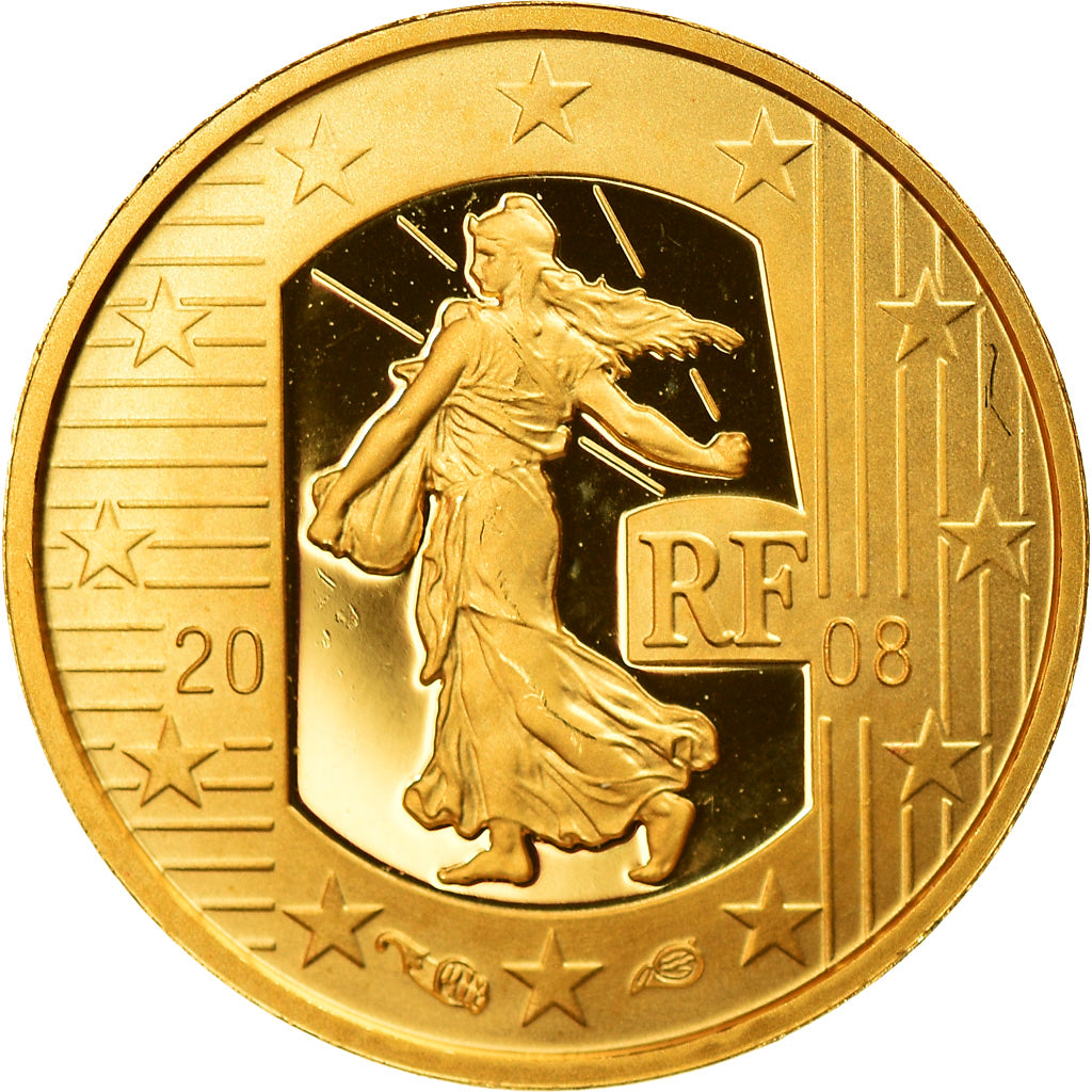 France, Monnaie de Paris, 5 Euro, Semeuse, 2008, Paris, BE, MS(65-70), Gold