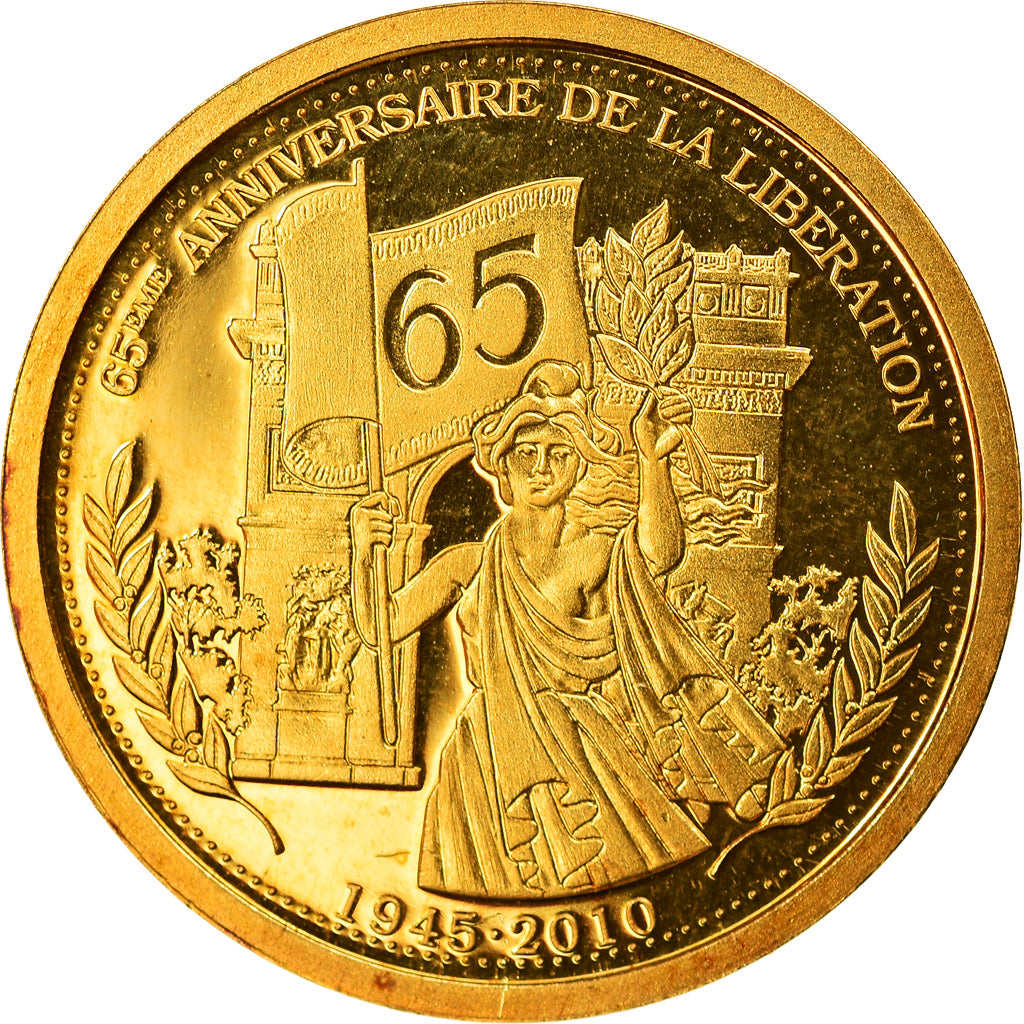 France, Medal, 65ème Anniversaire de la Libération, 2010, MS(65-70), Gold