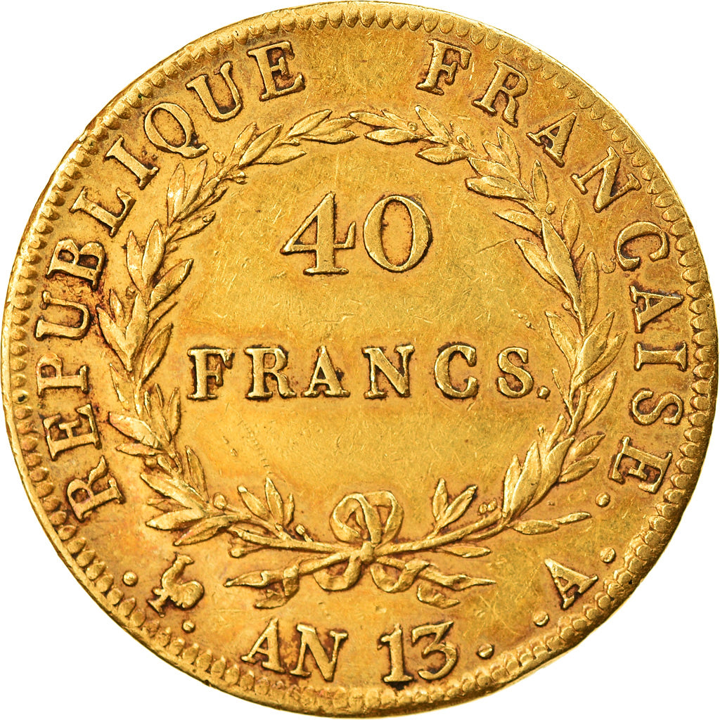 Moneta, Francja, Napoleon I, 40 Francs, AN 13, Paris, EF(40-45), Złoto