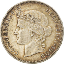 Coin, Switzerland, 5 Francs, 1908, Bern, EF(40-45), Silver, KM:34